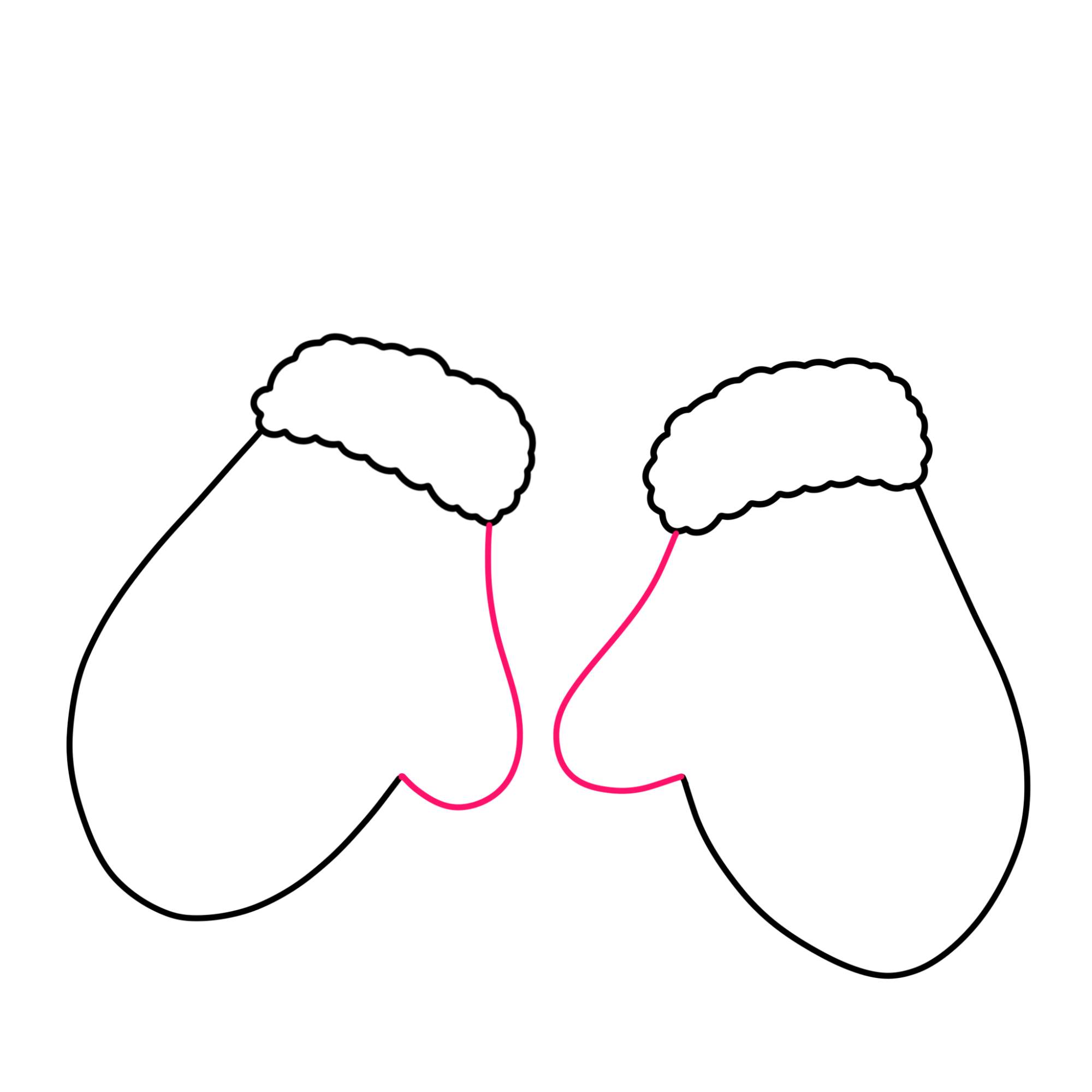 Christmas Mittens Drawing - Step-3