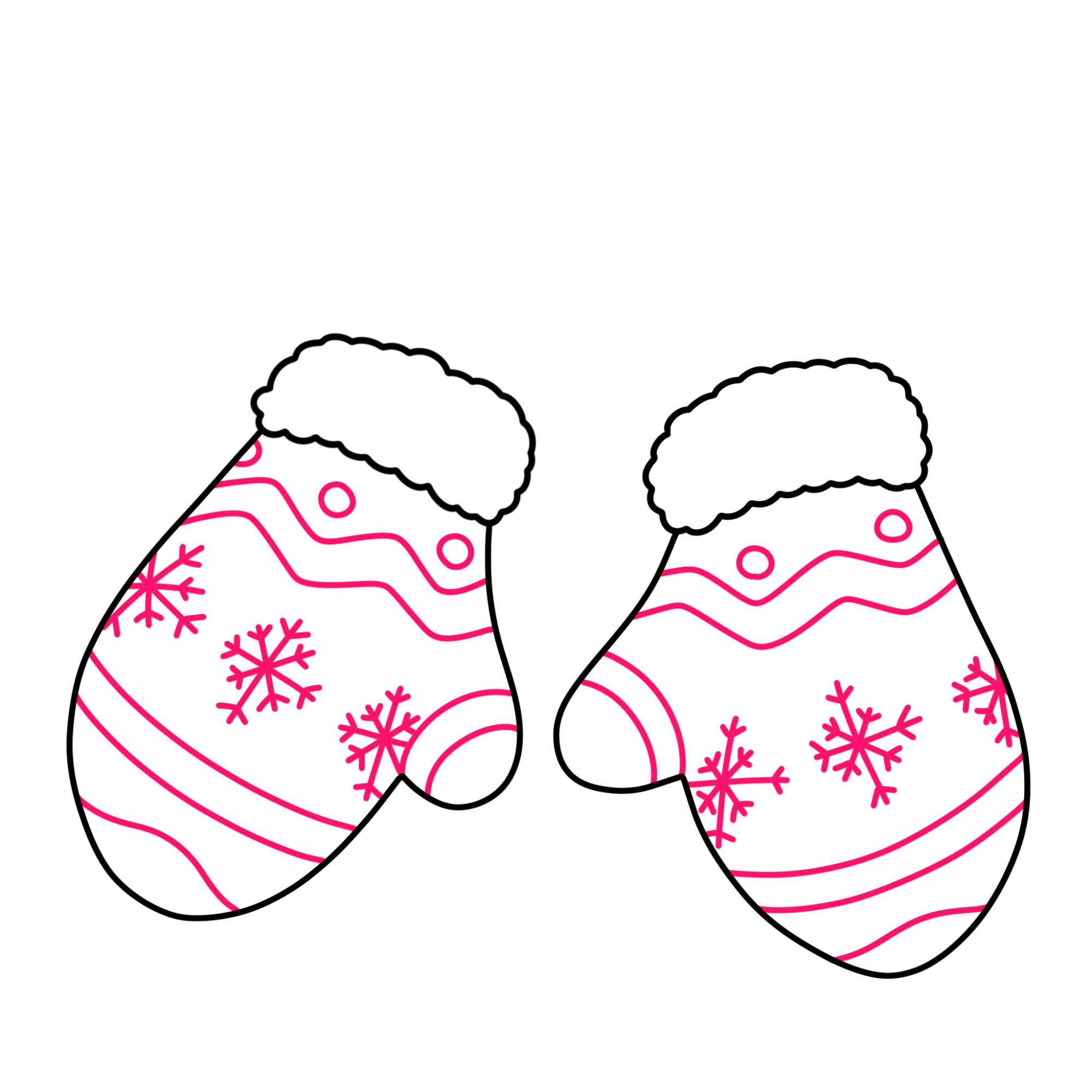 Christmas Mittens Drawing - Step-4