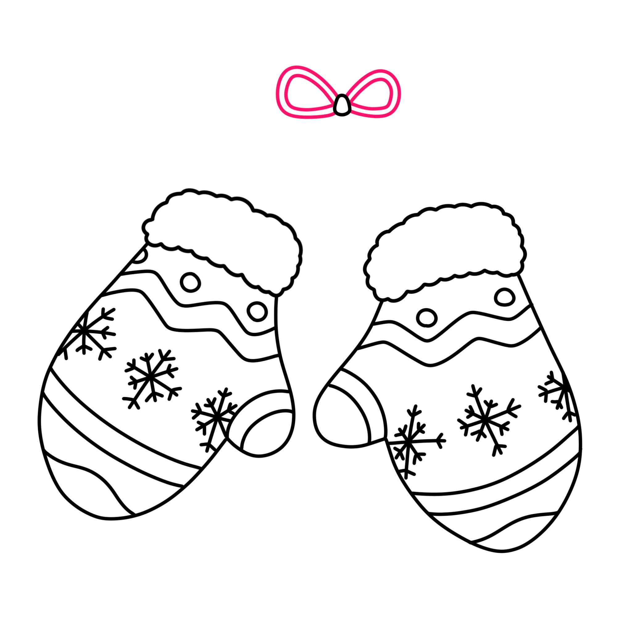 Christmas Mittens Drawing - Step-6