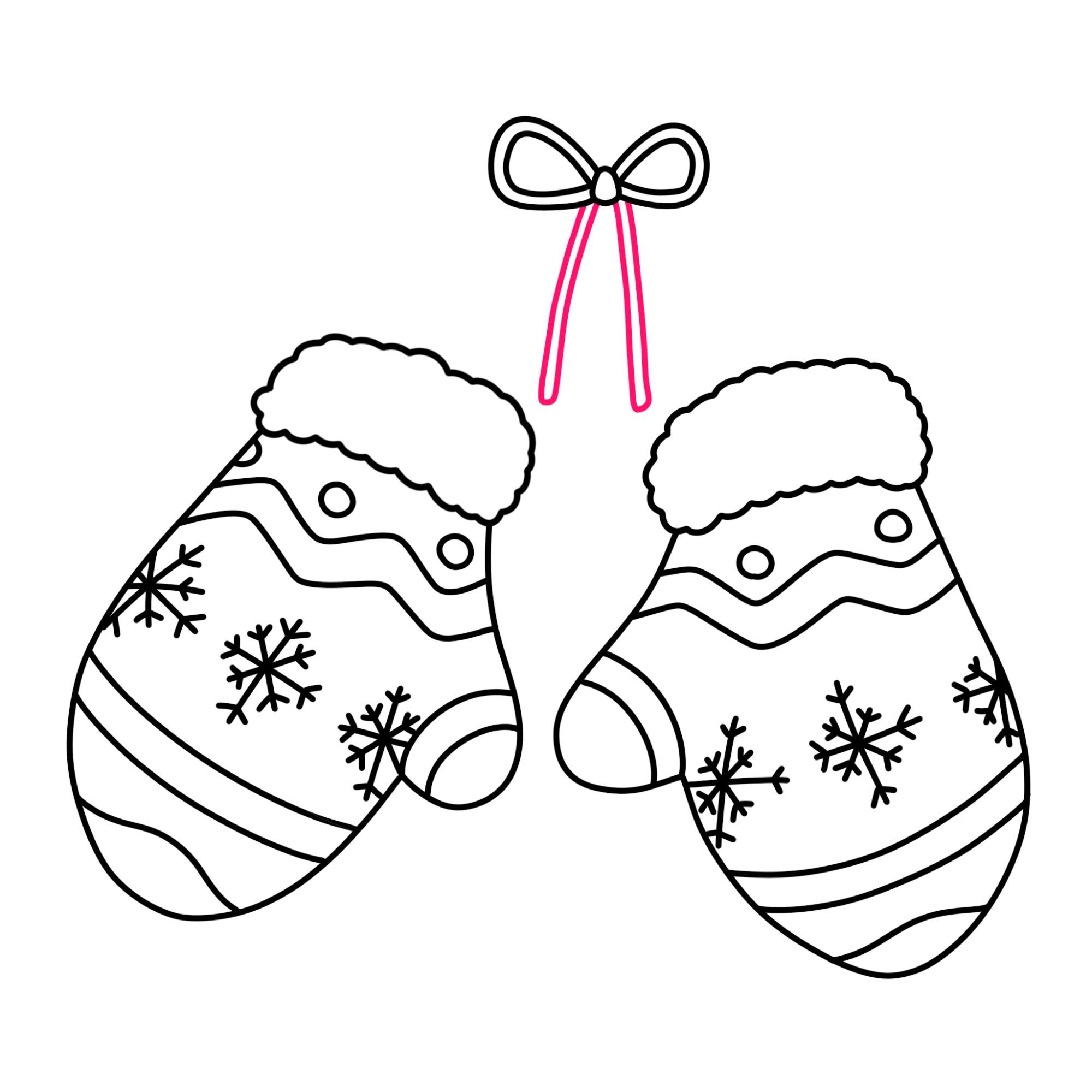 Christmas Mittens Drawing - Step-7