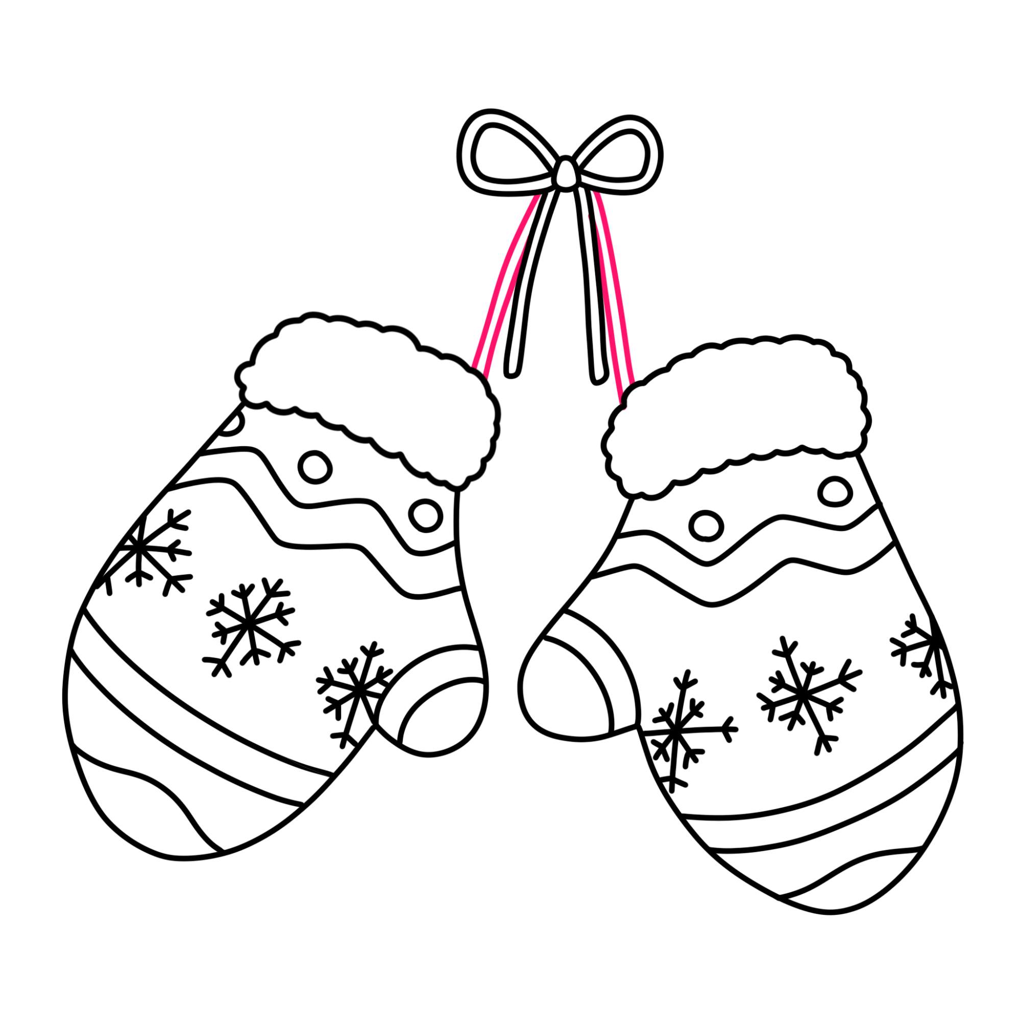 Christmas Mittens Drawing - Step-8