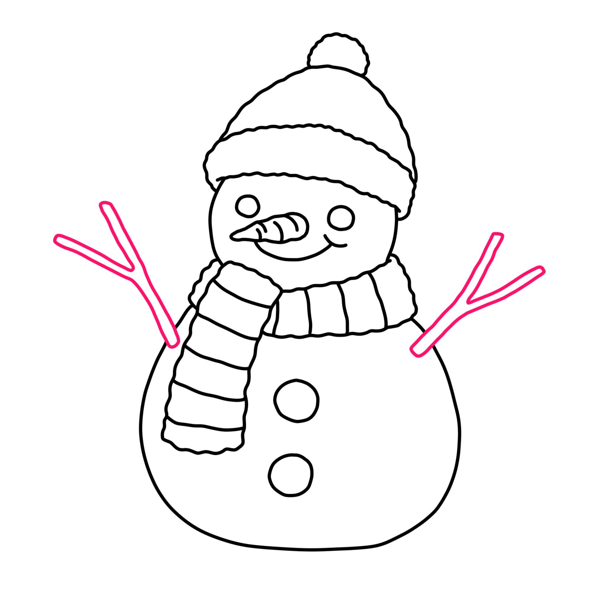 Cute Snowman Drawing - Step-13