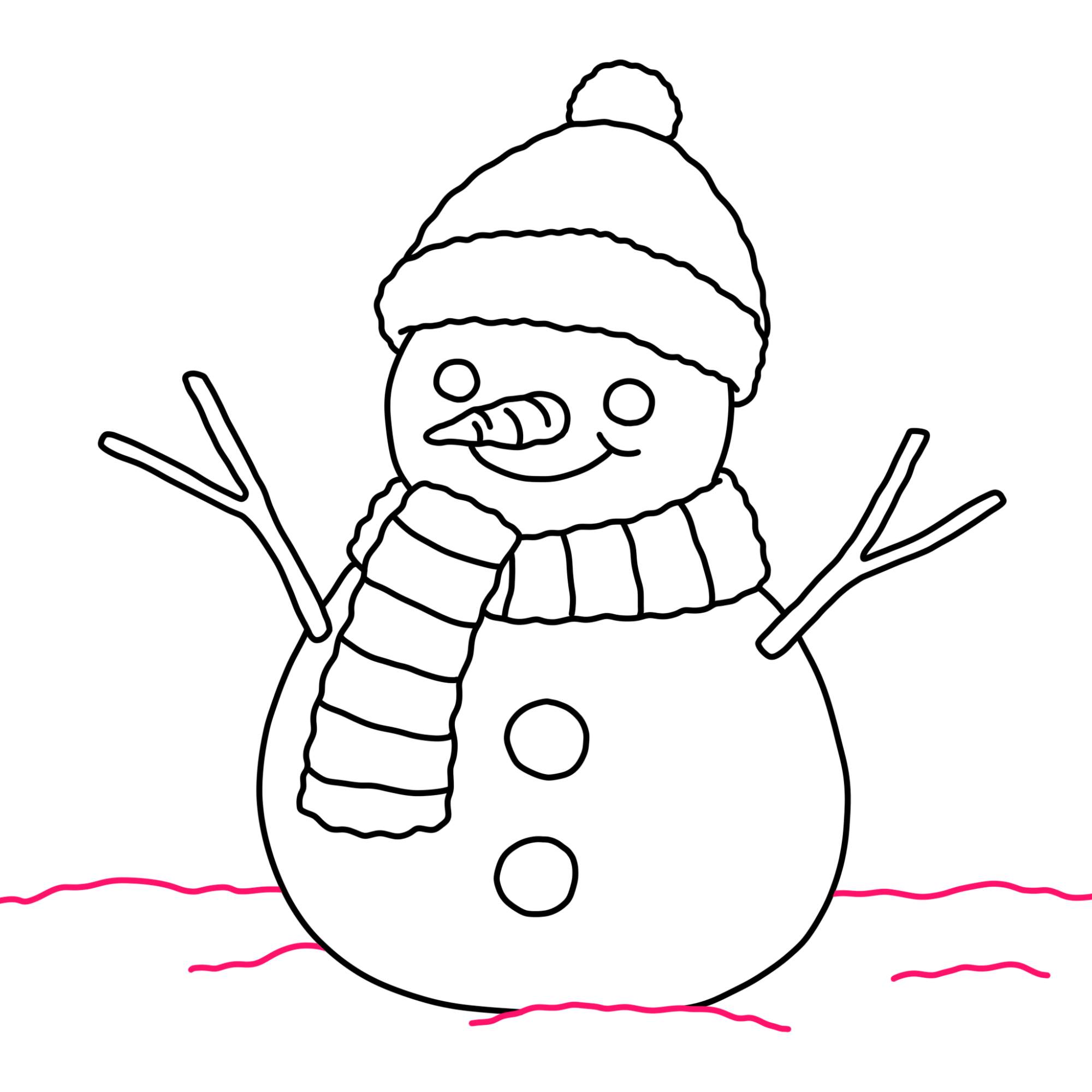 Cute Snowman Drawing - Step-14