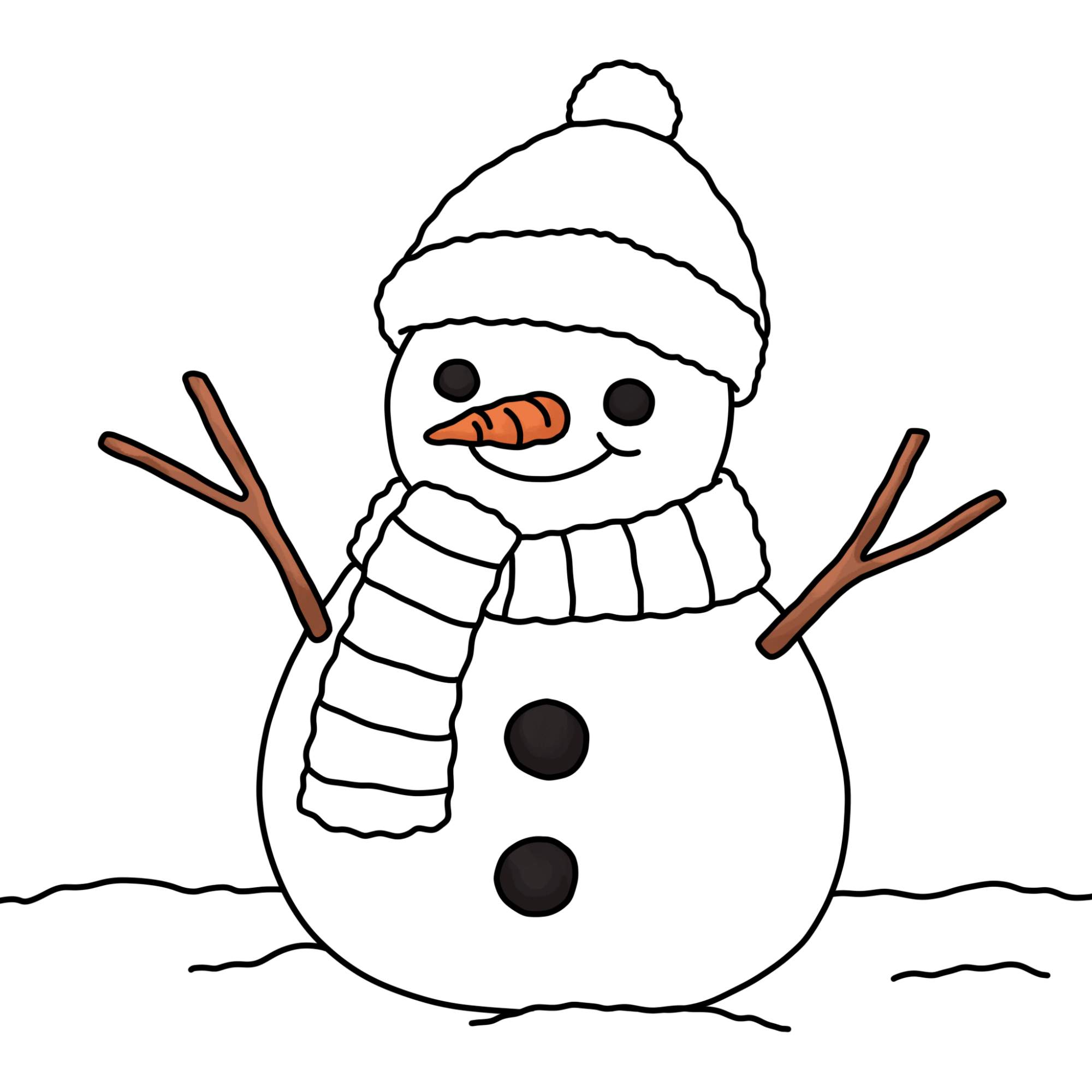 Cute Snowman Drawing - Step-16