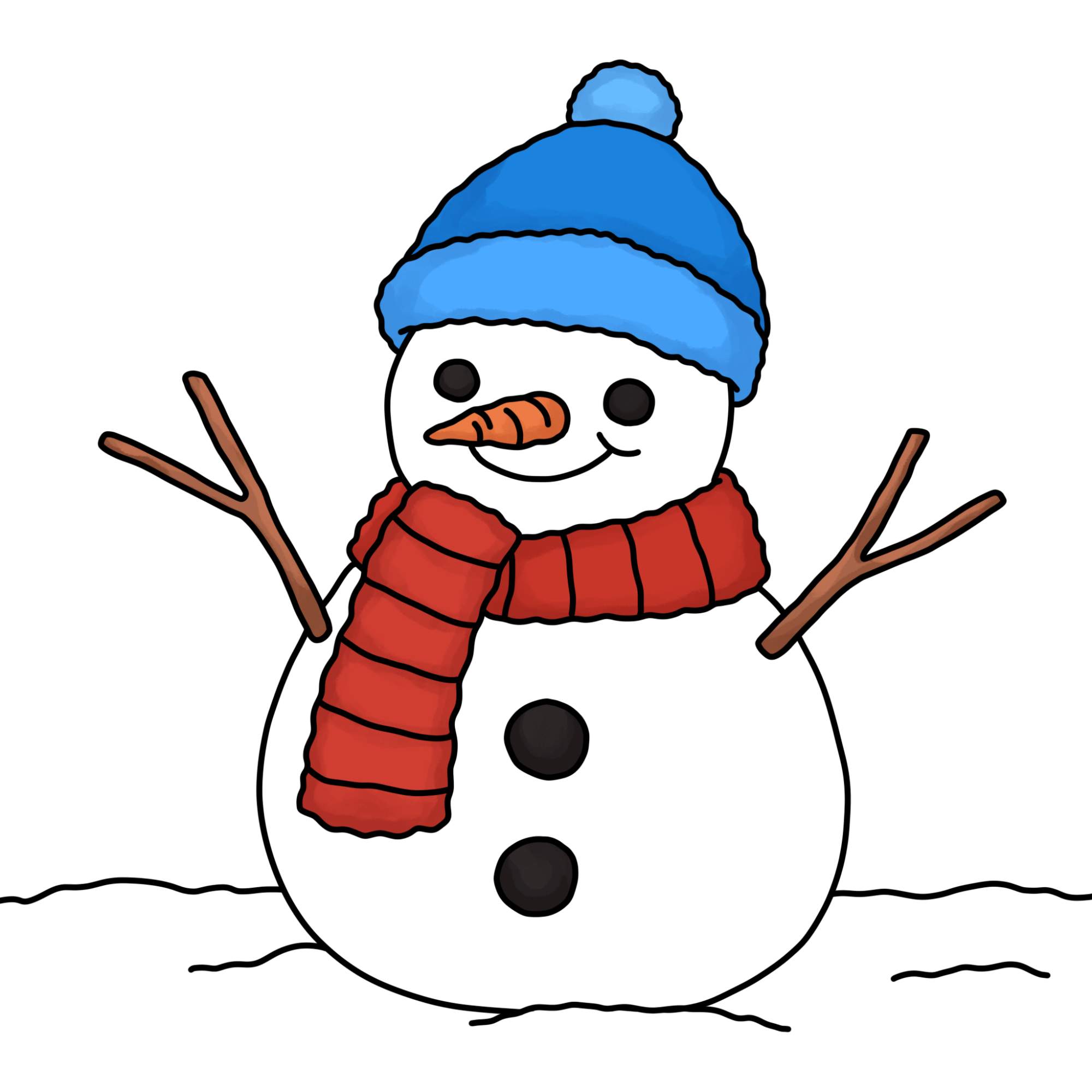 Cute Snowman Drawing - Step-17