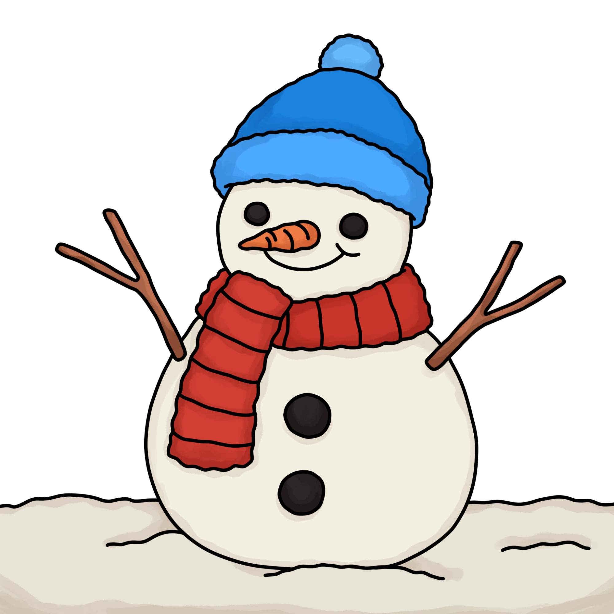 Cute Snowman Drawing - Step-18