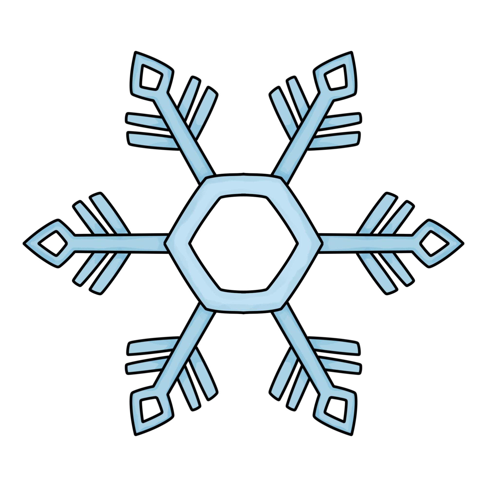 Easy Snowflake Drawing - Step-10