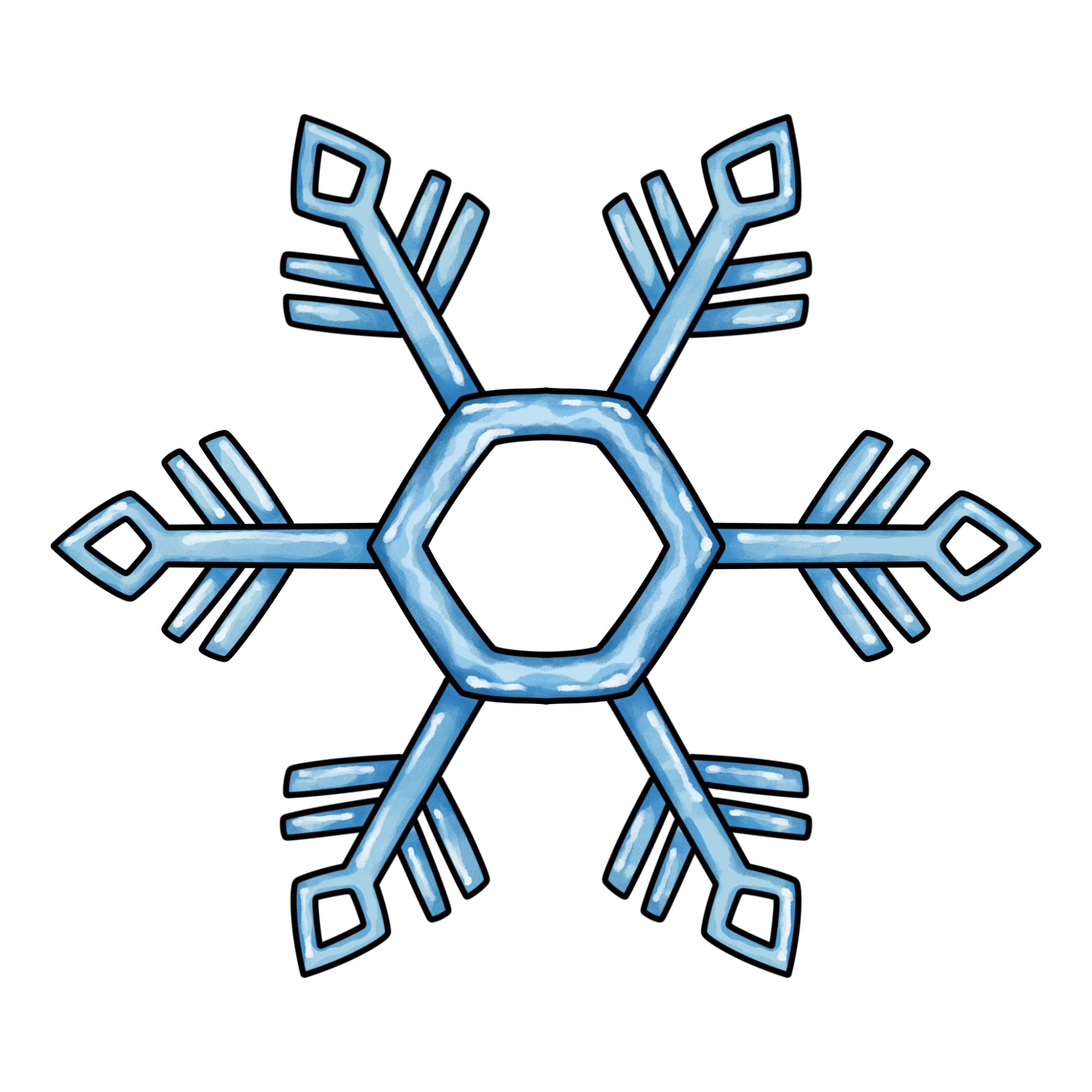 Easy Snowflake Drawing - Step-12