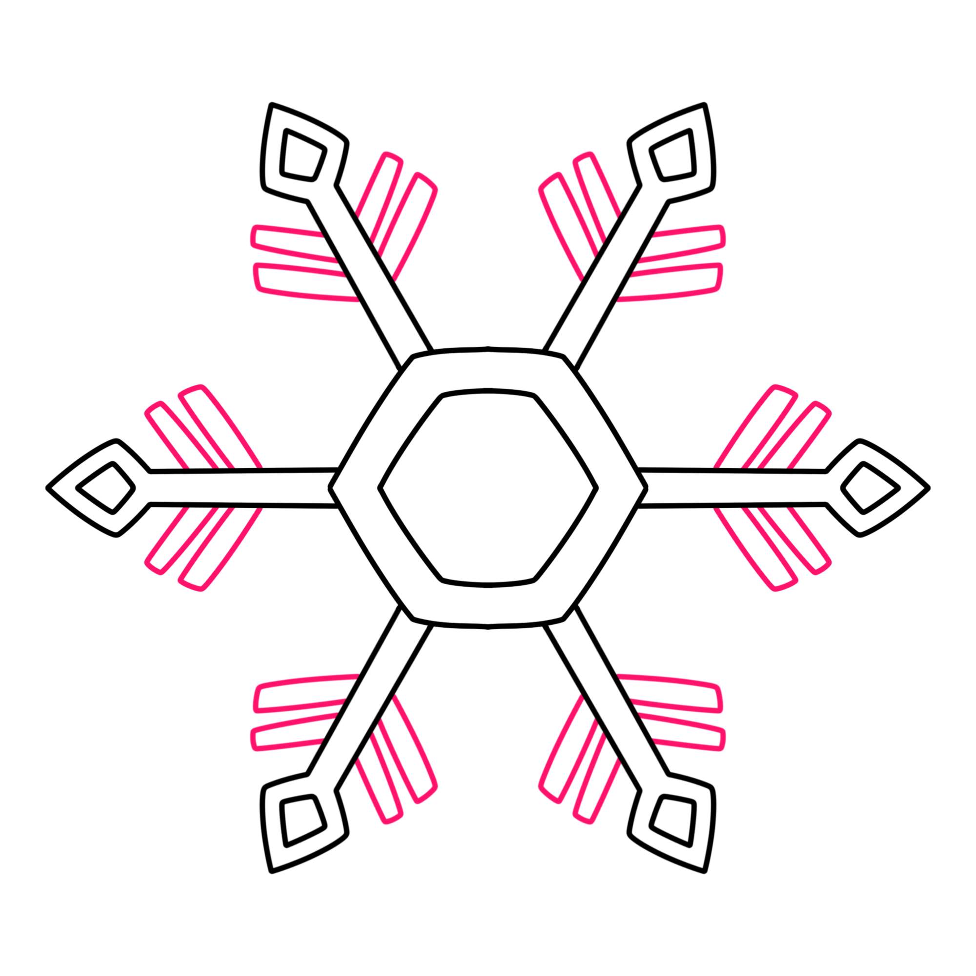 Easy Snowflake Drawing - Step-8