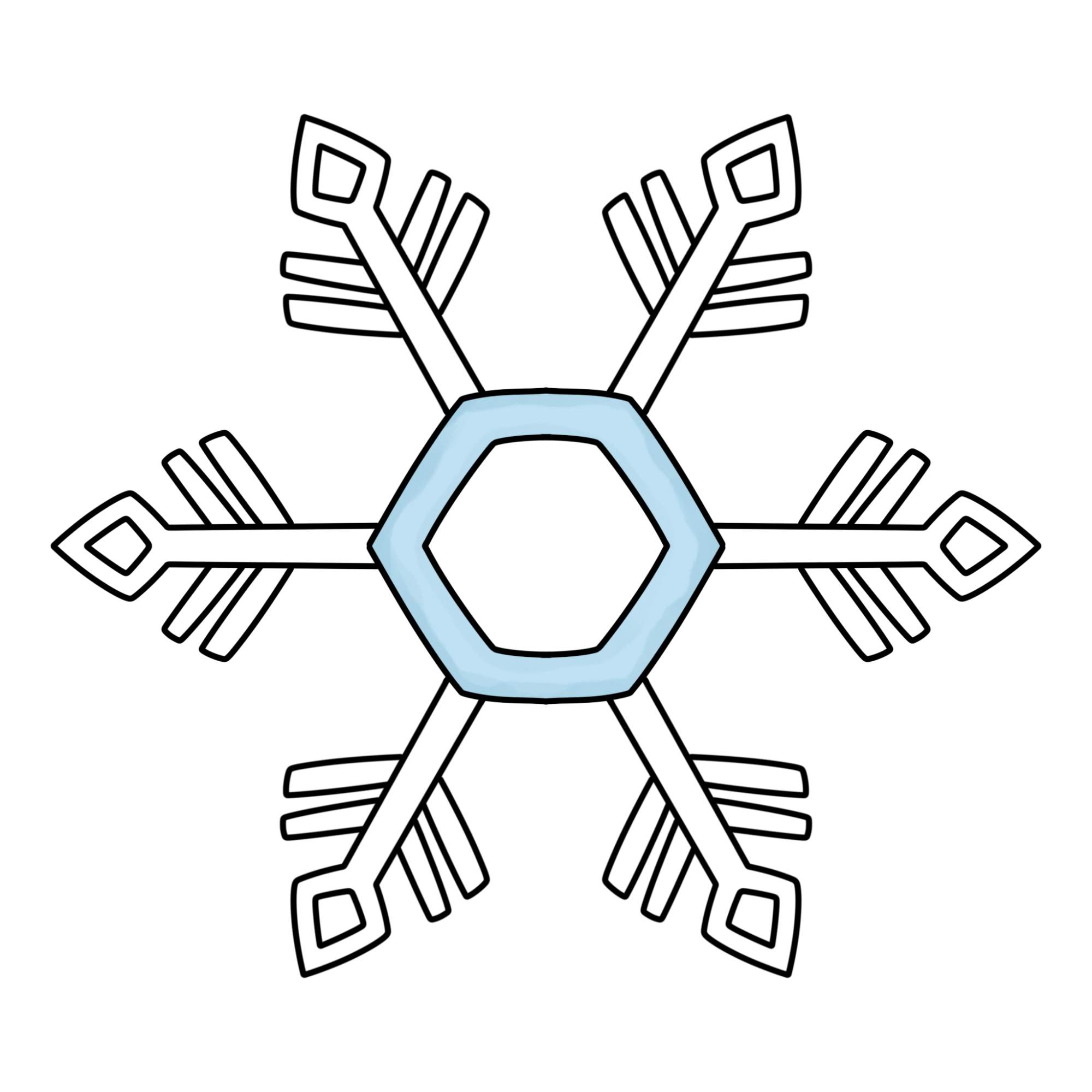 Easy Snowflake Drawing - Step-9