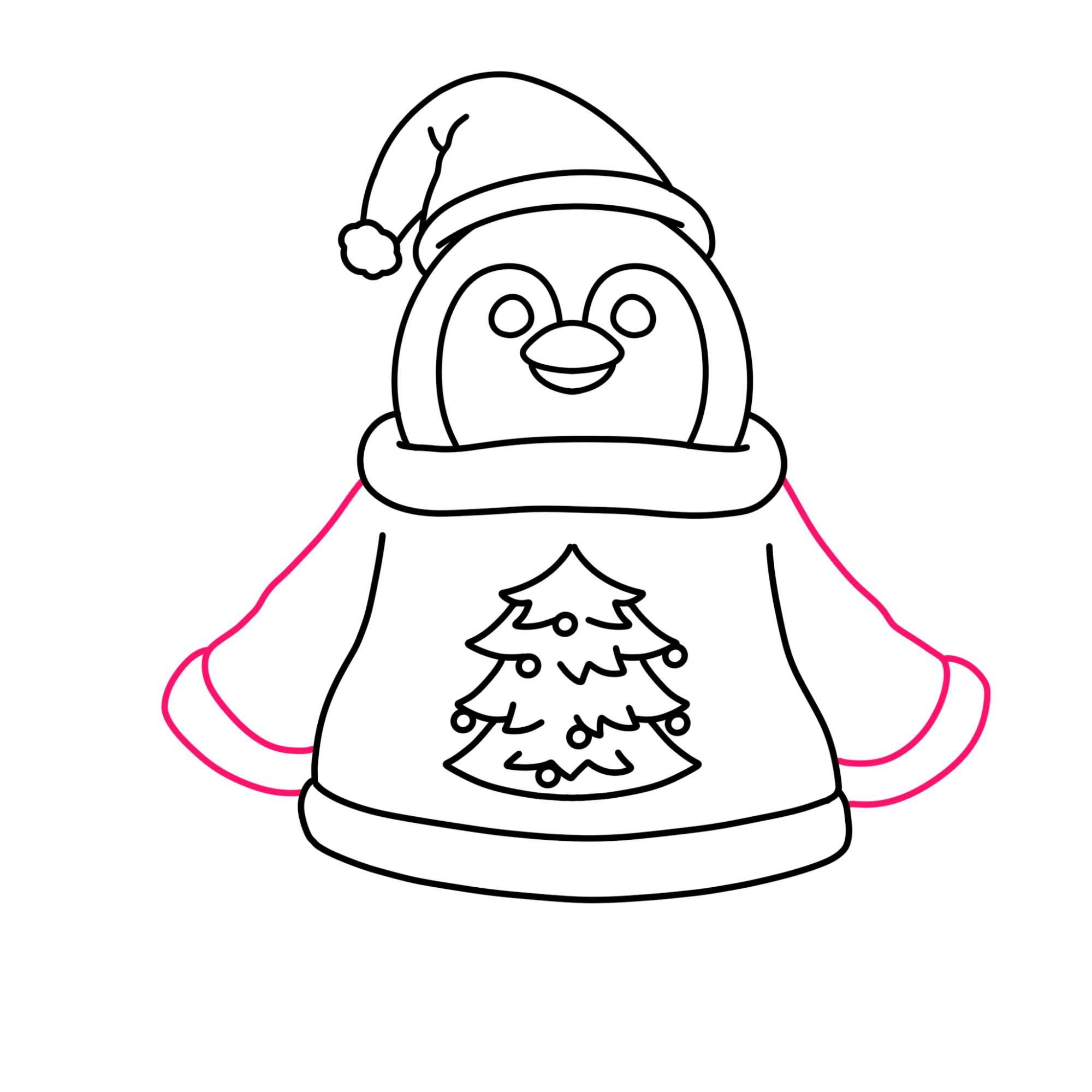 How to Draw a Christmas Penguin - Step-10