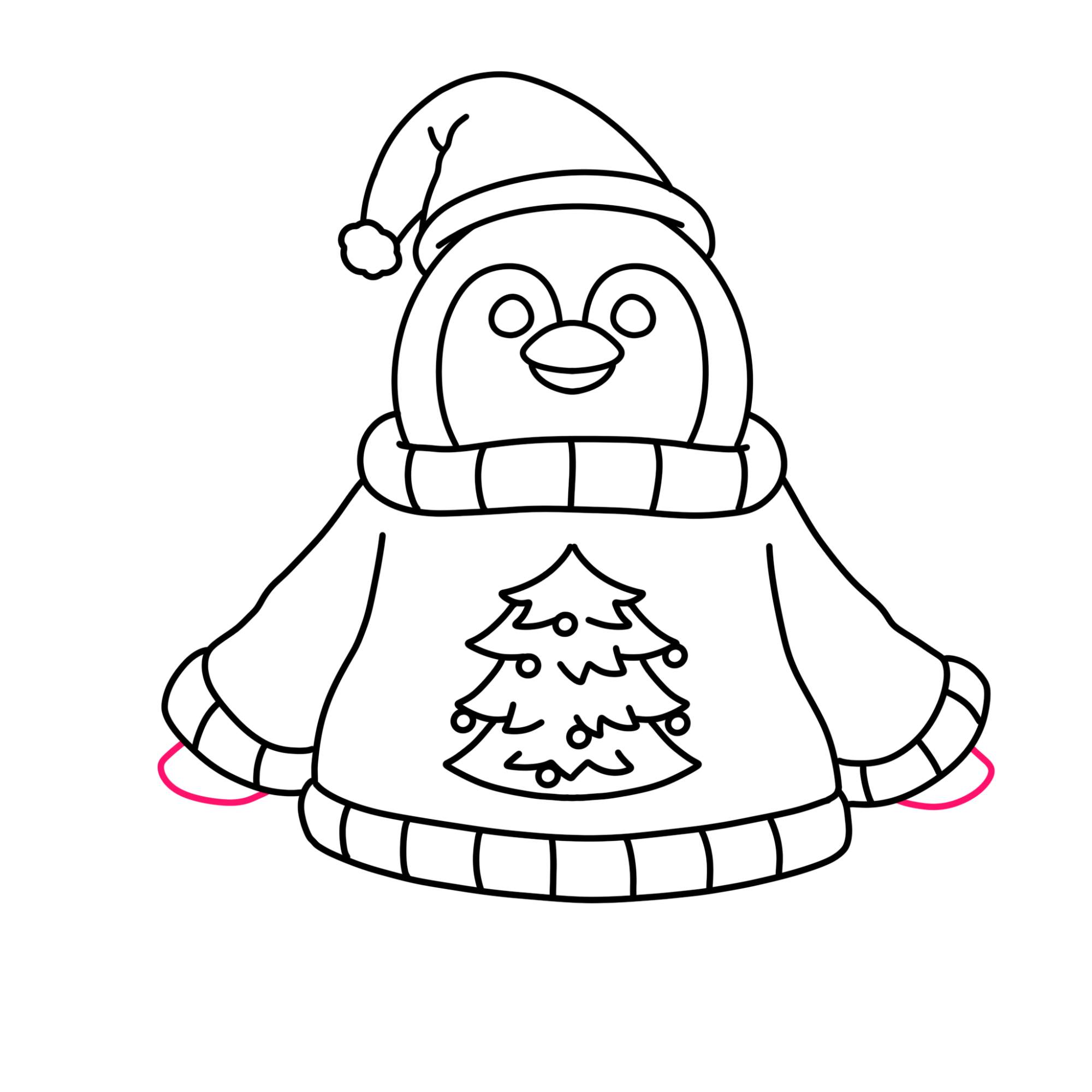 How to Draw a Christmas Penguin - Step-12