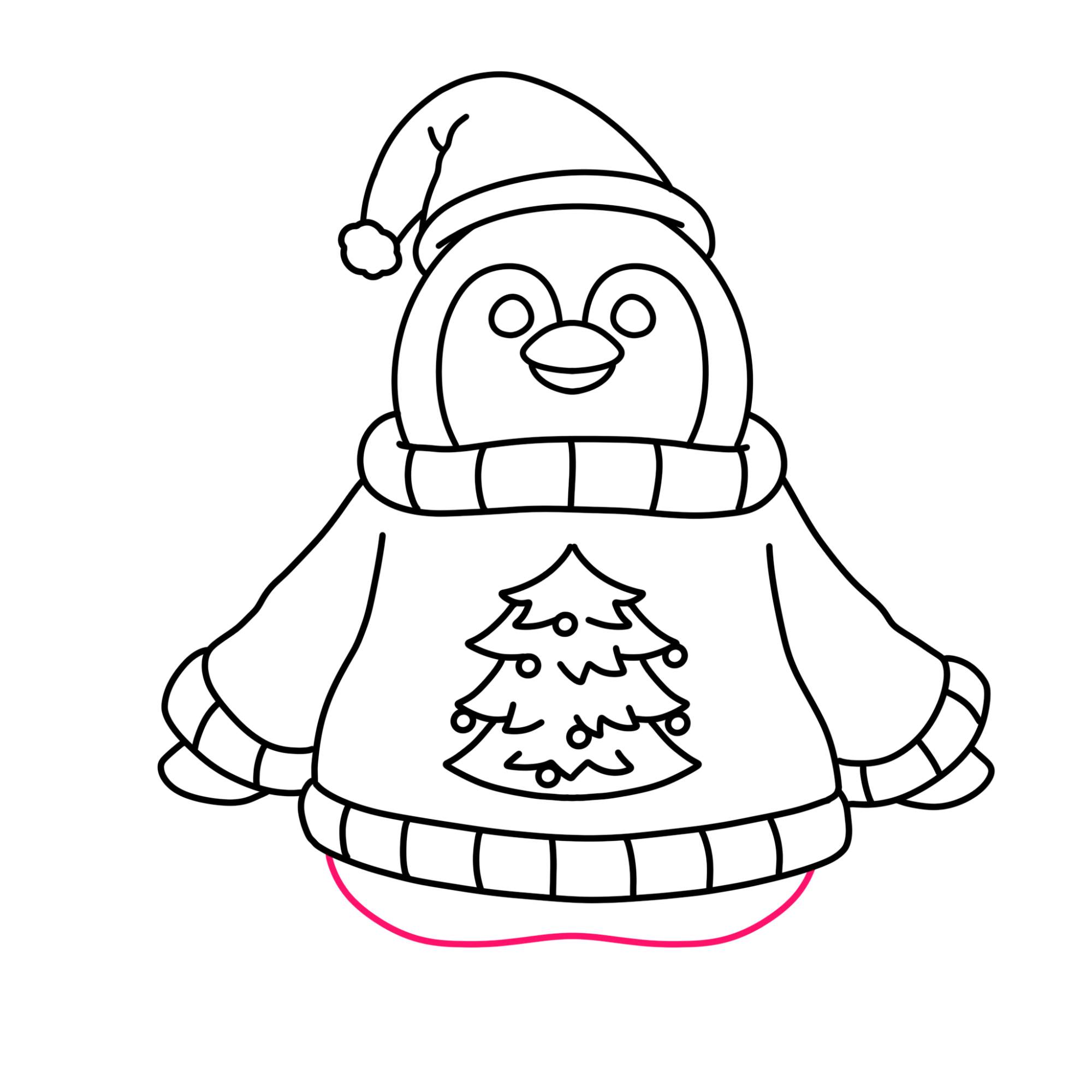 How to Draw a Christmas Penguin - Step-13