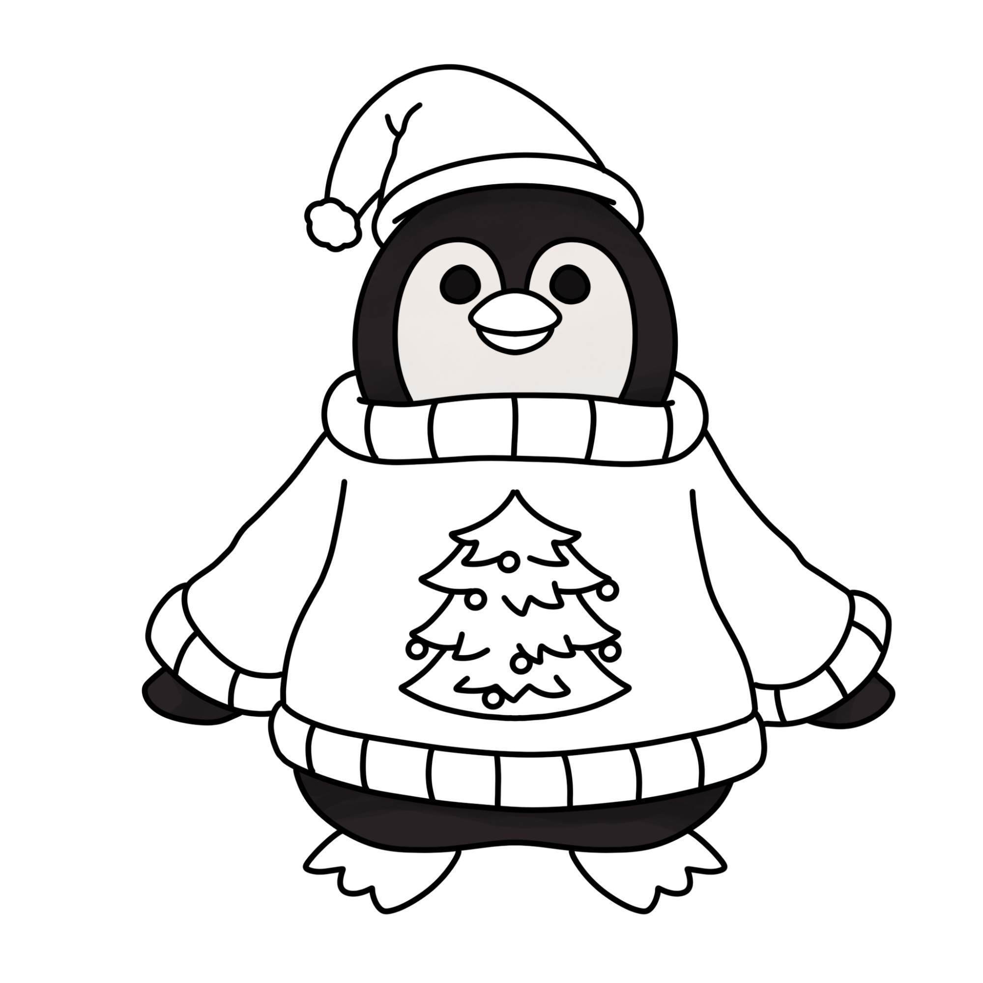 How to Draw a Christmas Penguin - Step-15