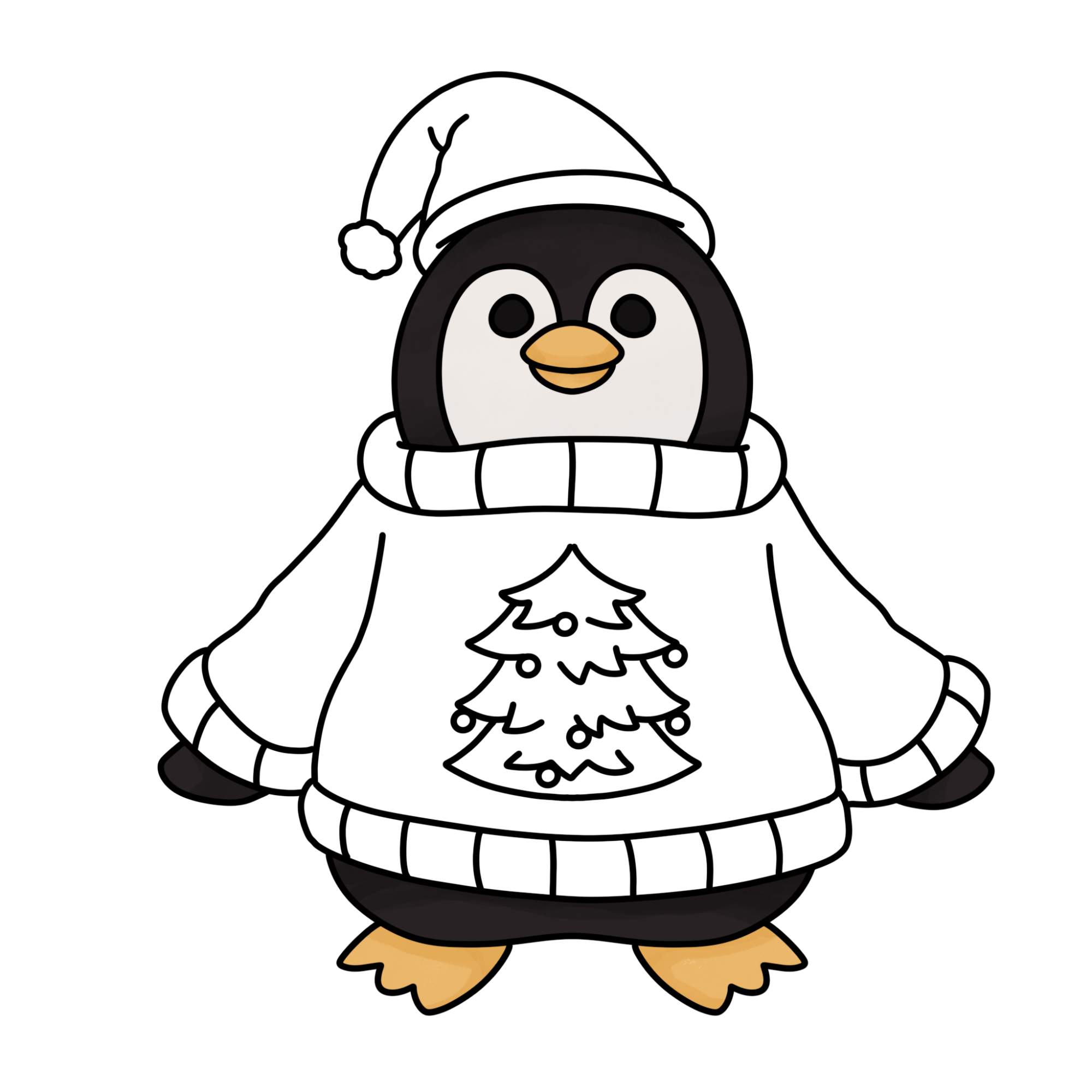 How to Draw a Christmas Penguin - Step-16