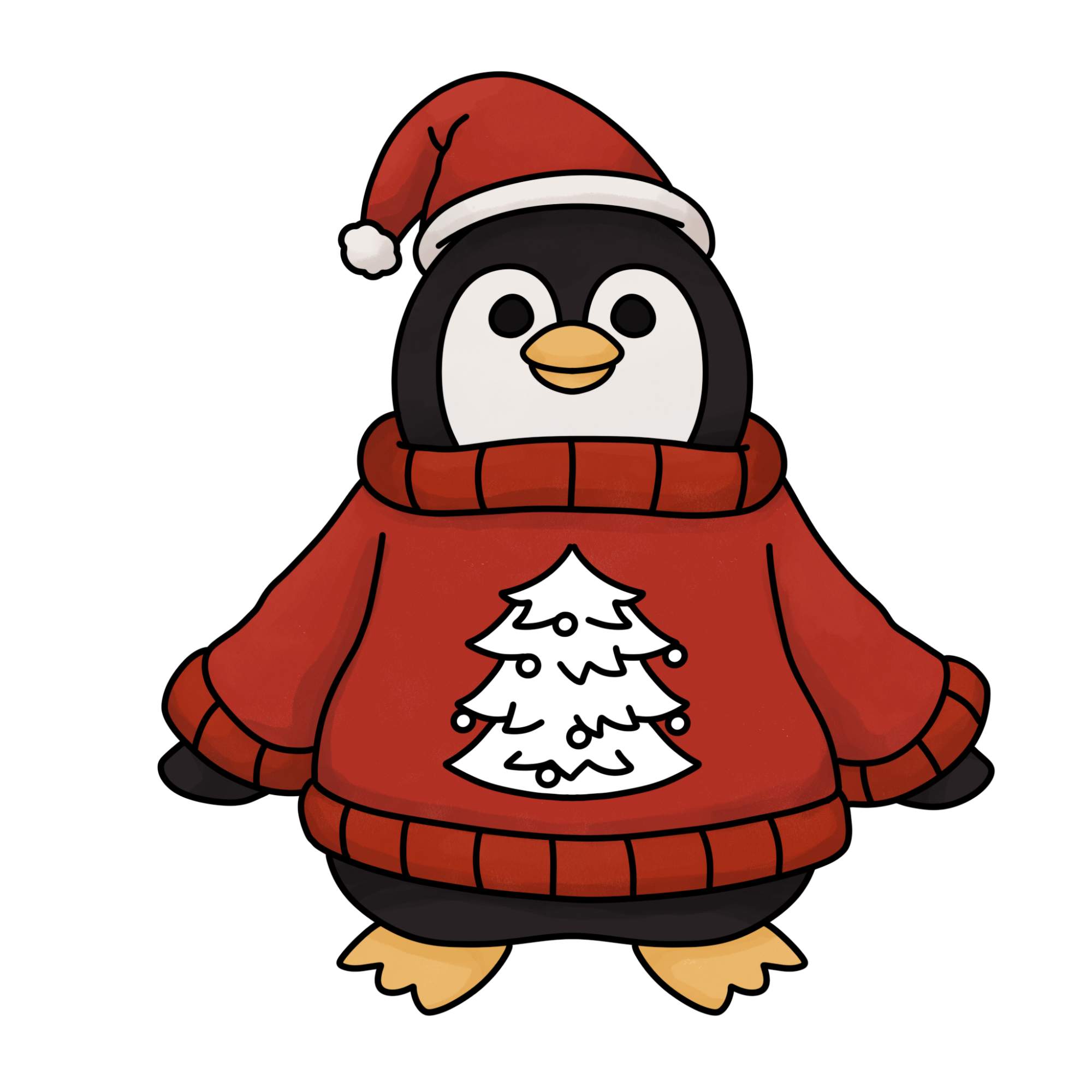 How to Draw a Christmas Penguin - Step-17