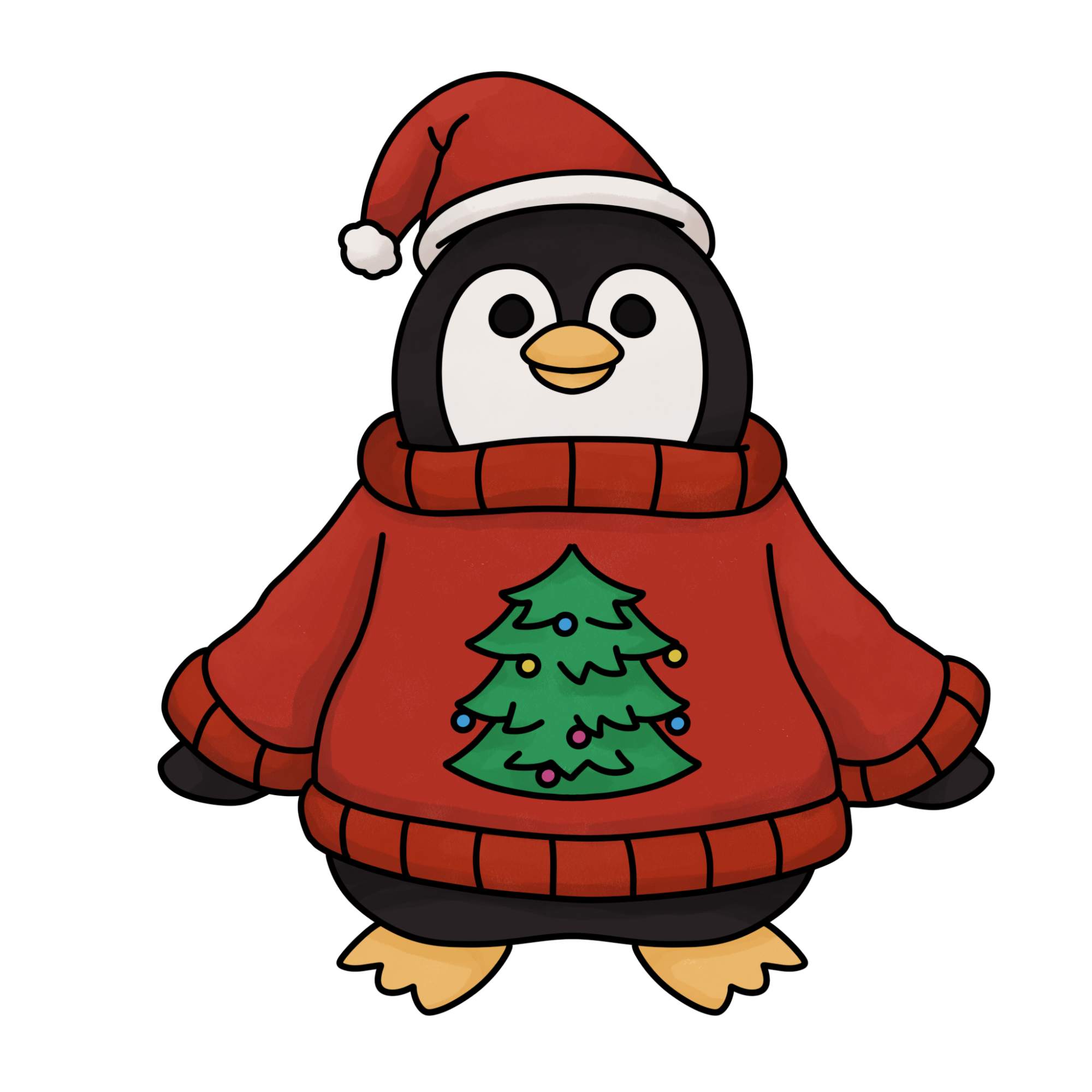 How to Draw a Christmas Penguin - Step-18