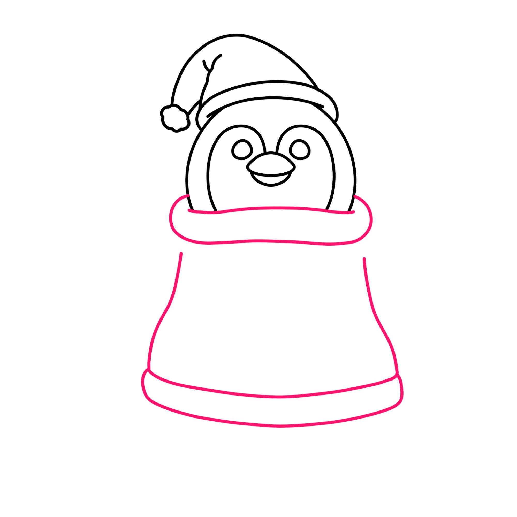 How to Draw a Christmas Penguin - Step-7