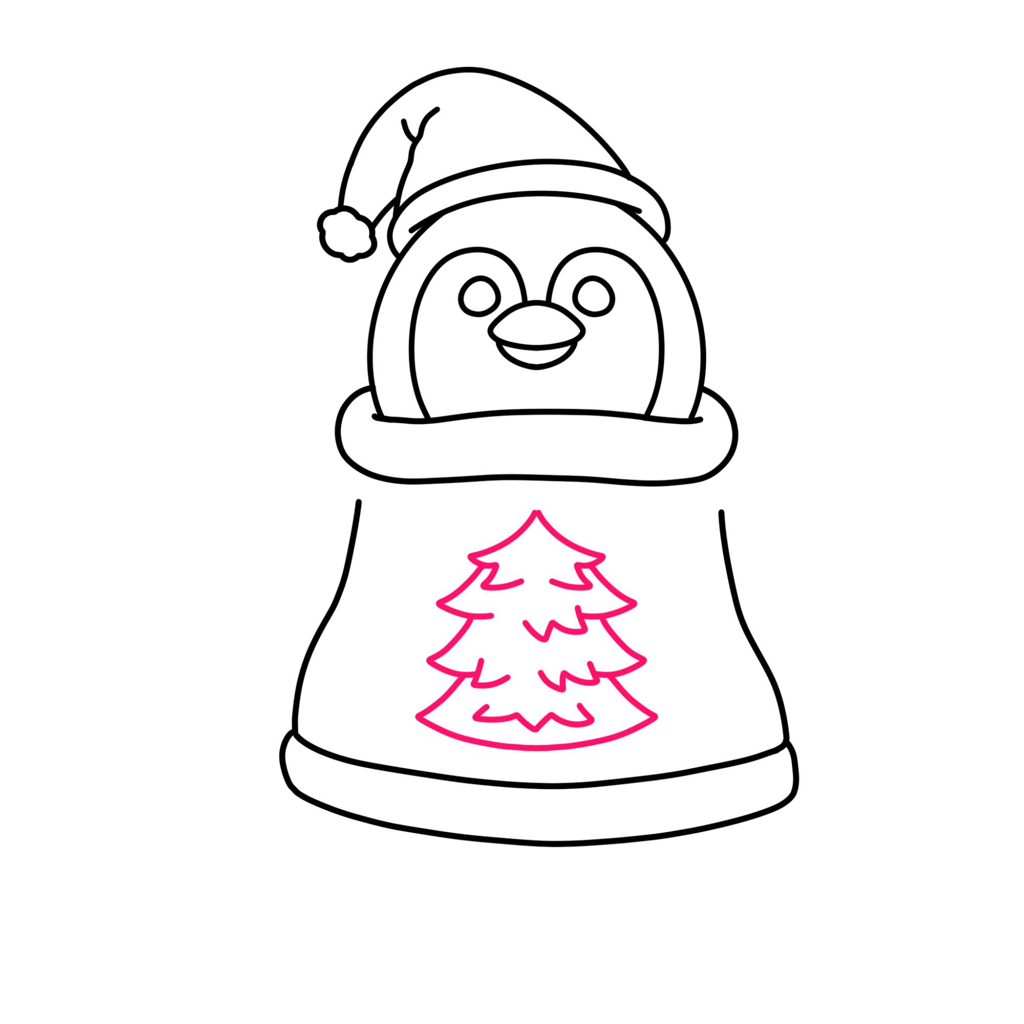 How to Draw a Christmas Penguin - Step-8