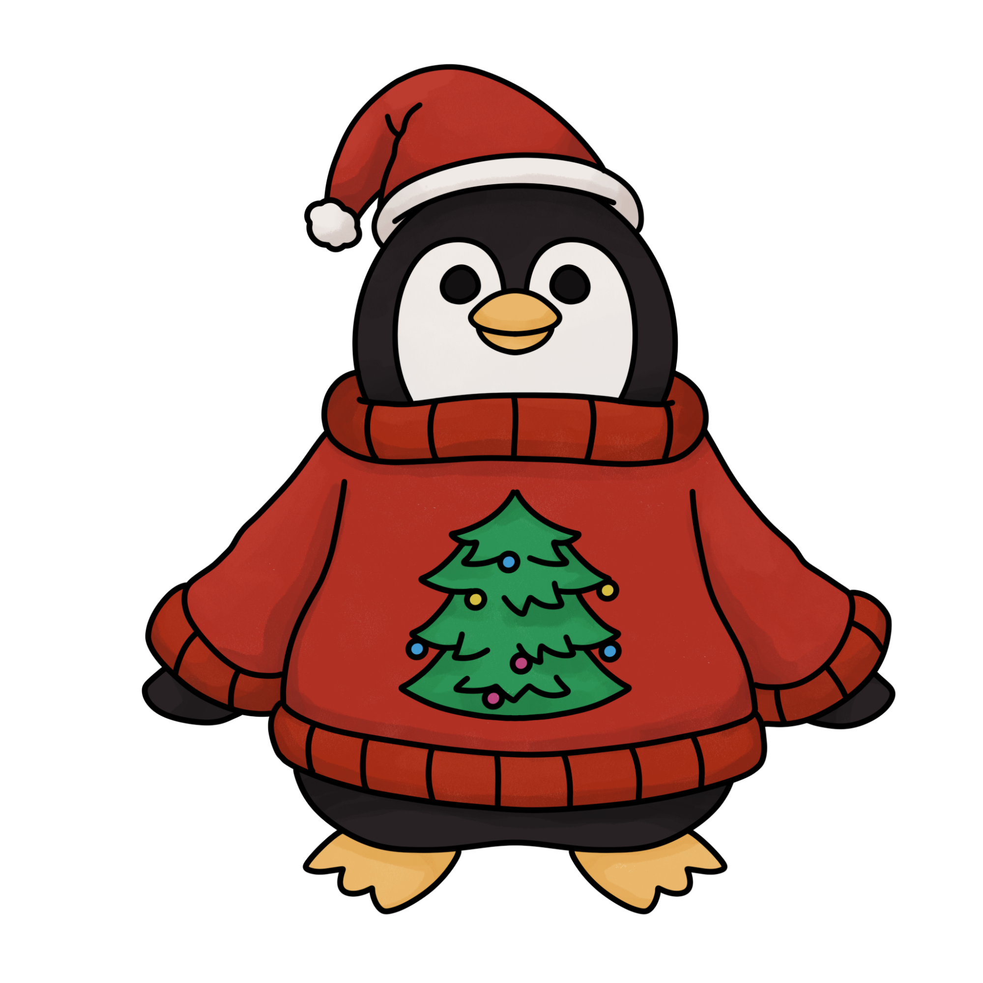 How to Draw a Christmas Penguin