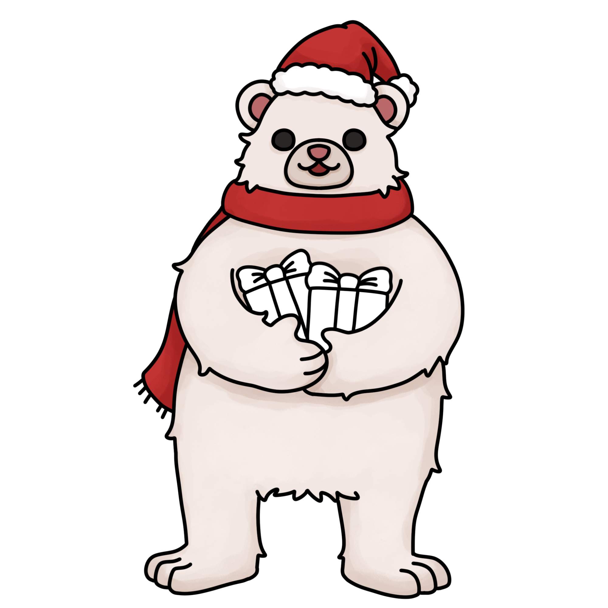 How to Draw a Christmas Polar Bear - Step-17