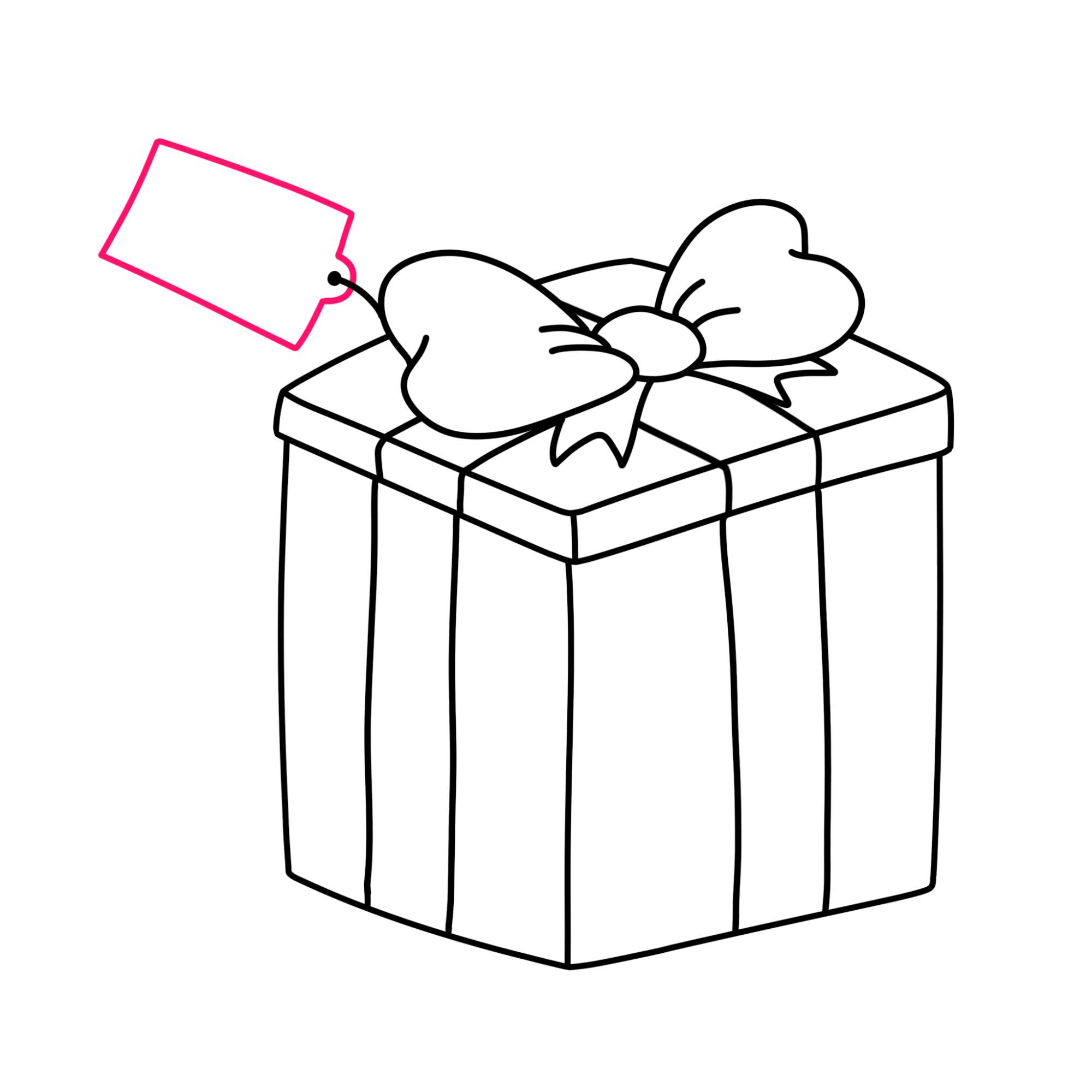 How to Draw a Christmas Present - Step-7