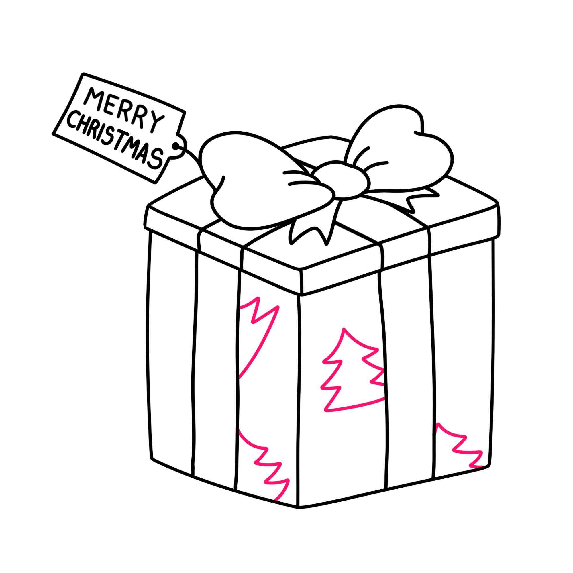 How to Draw a Christmas Present - Step-9