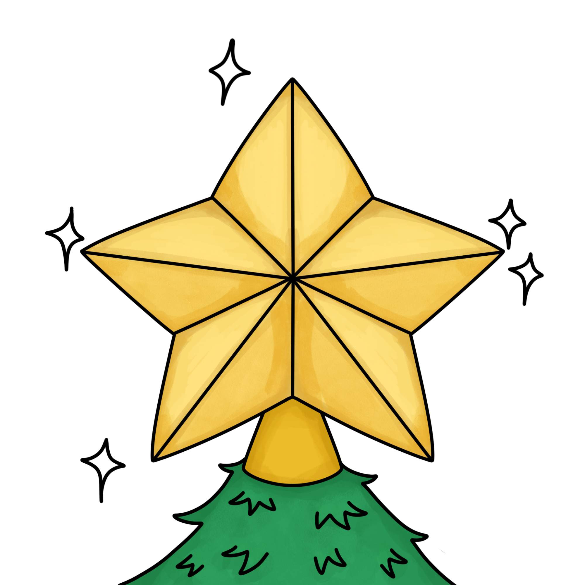 How to Draw a Christmas Star - Step-11