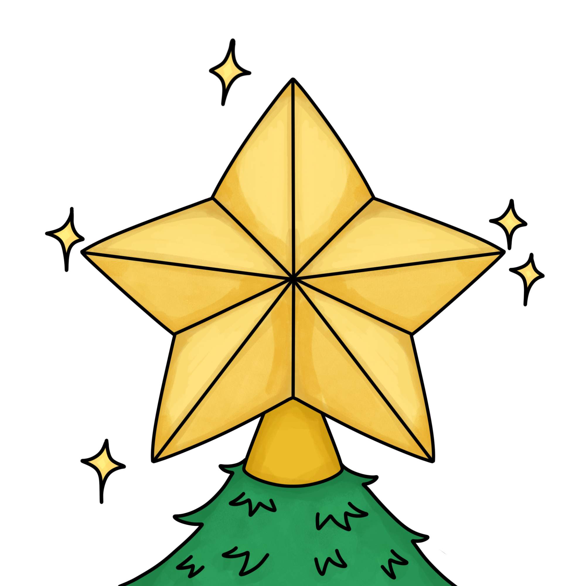 How to Draw a Christmas Star - Step-12