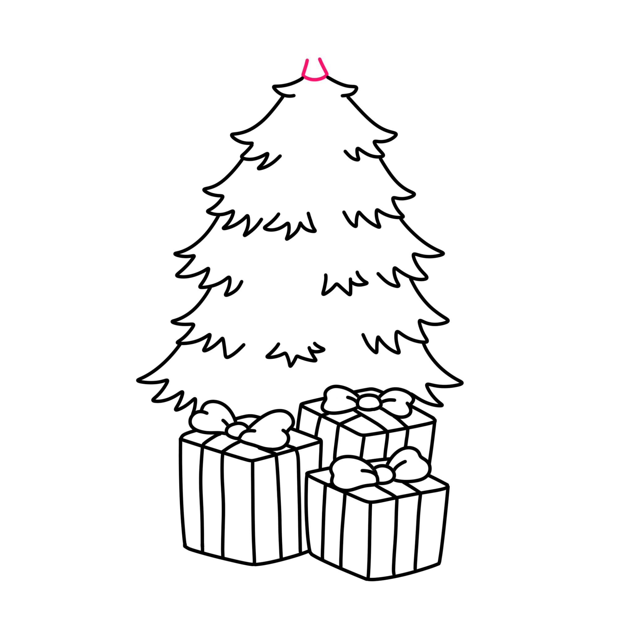 How to Draw a Christmas Tree with Presents - Step-8