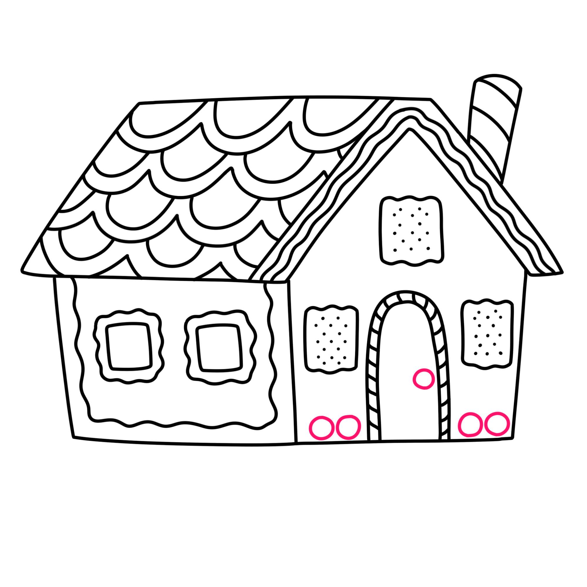 How to Draw a Gingerbread House - Step-10