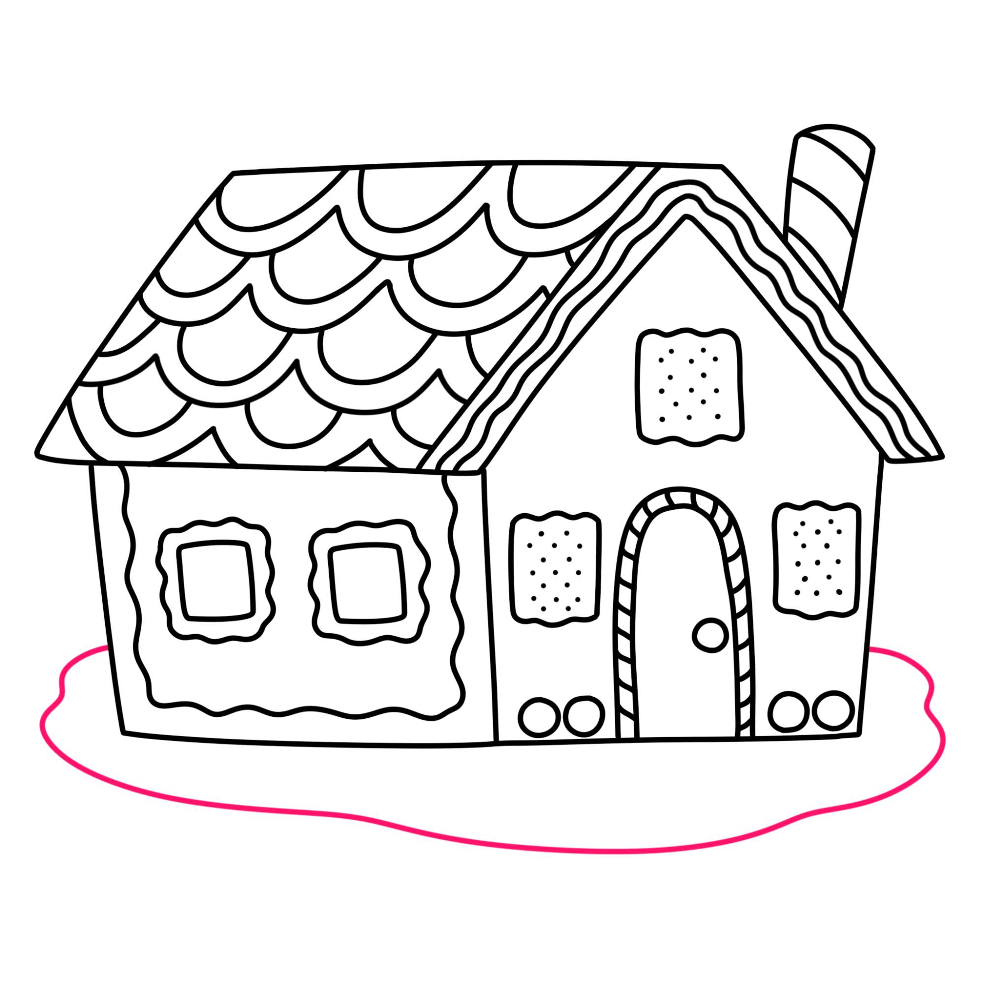 How to Draw a Gingerbread House - Step-11