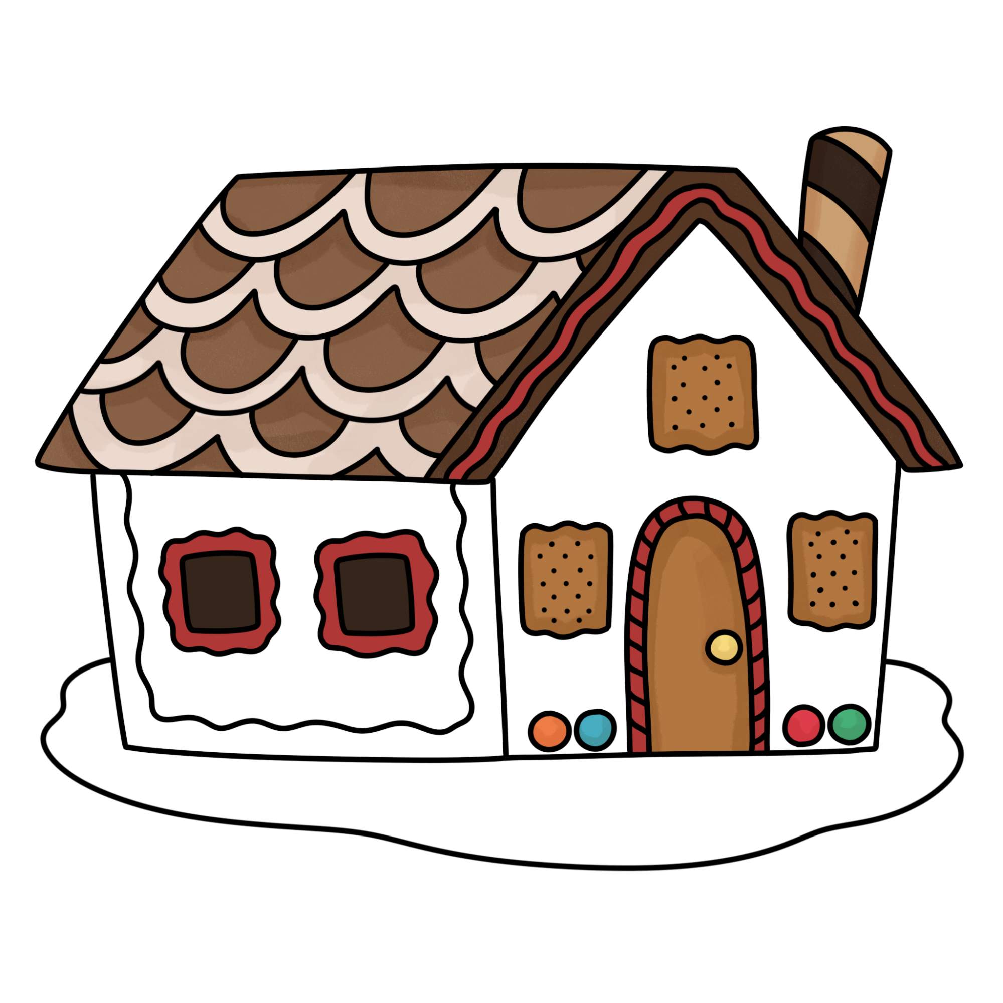 How to Draw a Gingerbread House - Step-14