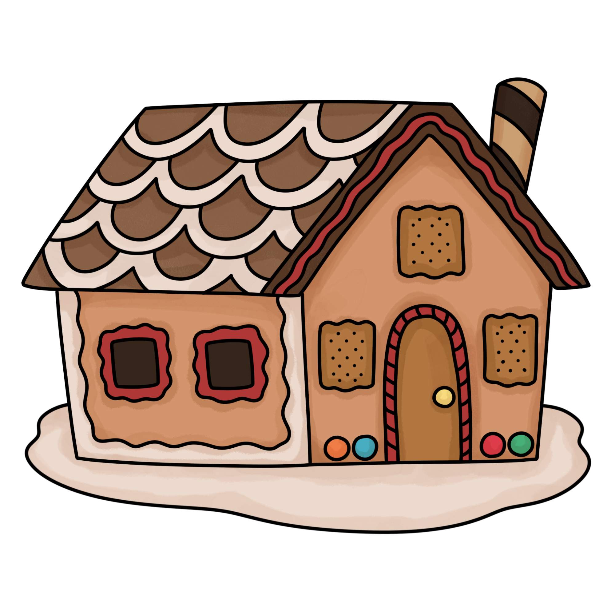 How to Draw a Gingerbread House - Step-15