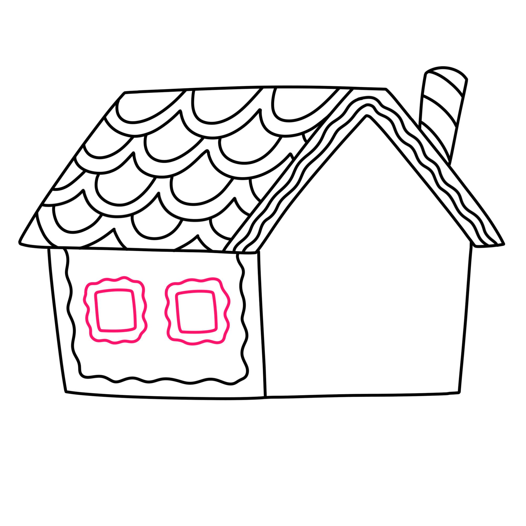 How to Draw a Gingerbread House - Step-7