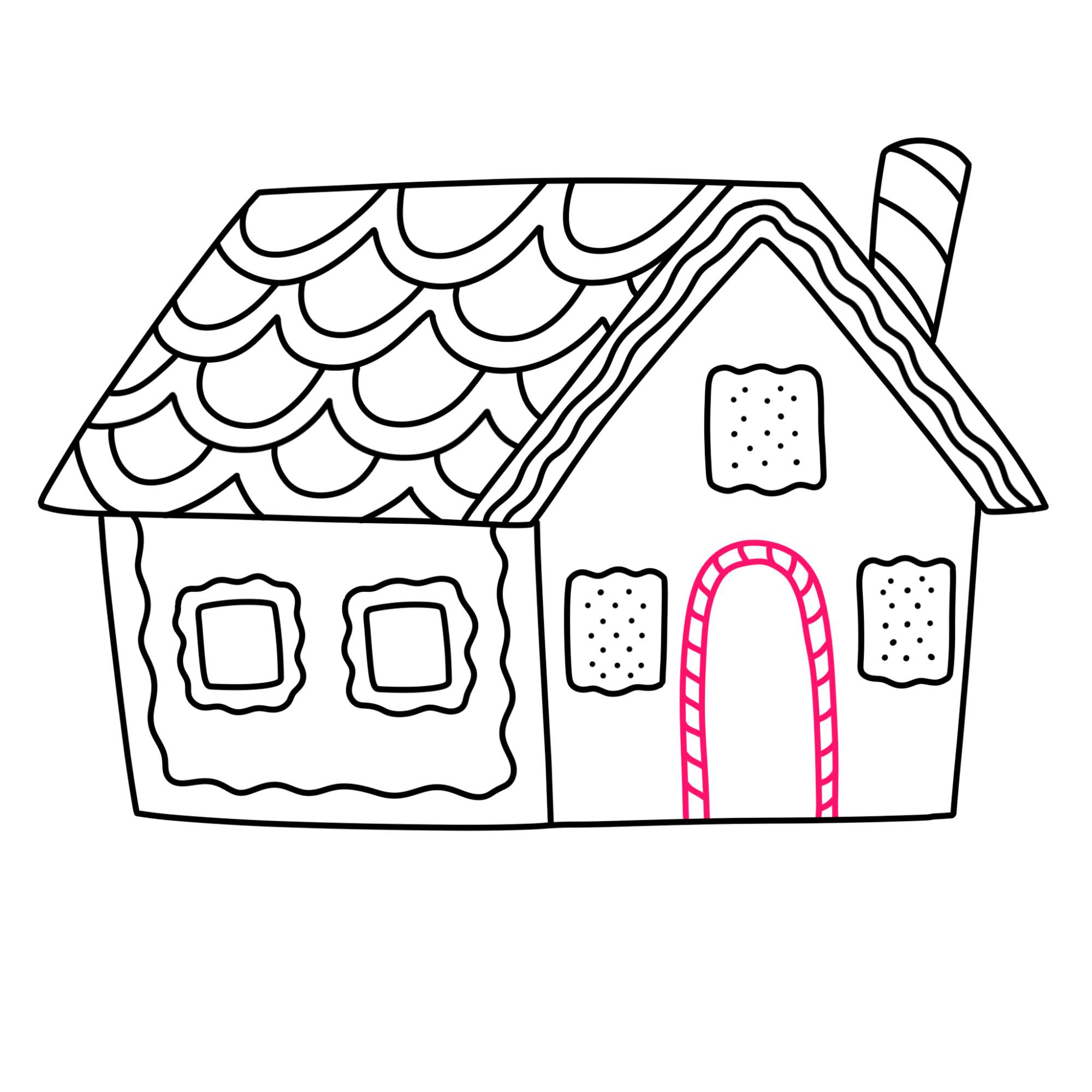 How to Draw a Gingerbread House - Step-9