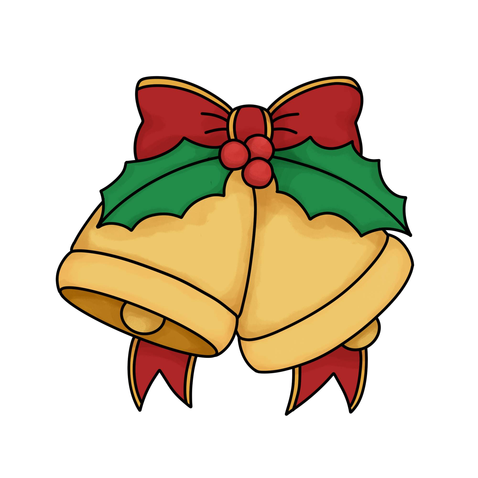 How to Draw Christmas Bells - Step-15