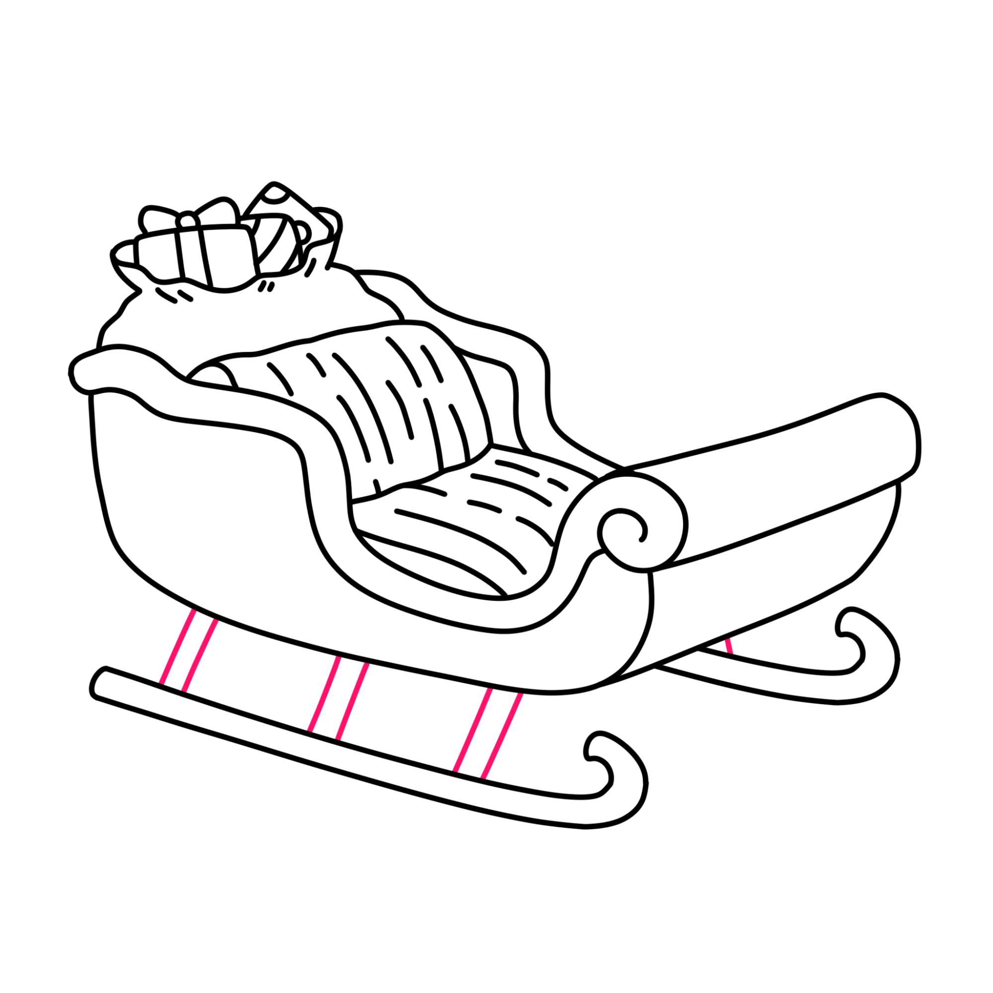 How to Draw Santas Sleigh - Step-14