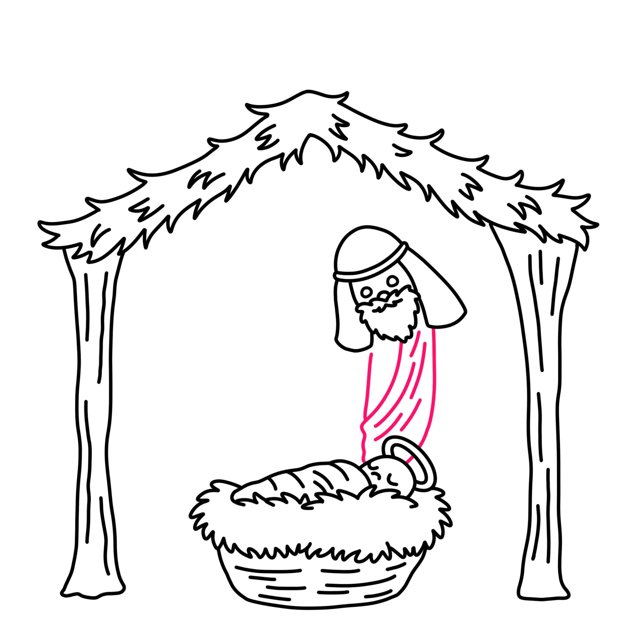 Nativity Drawing - Step-12