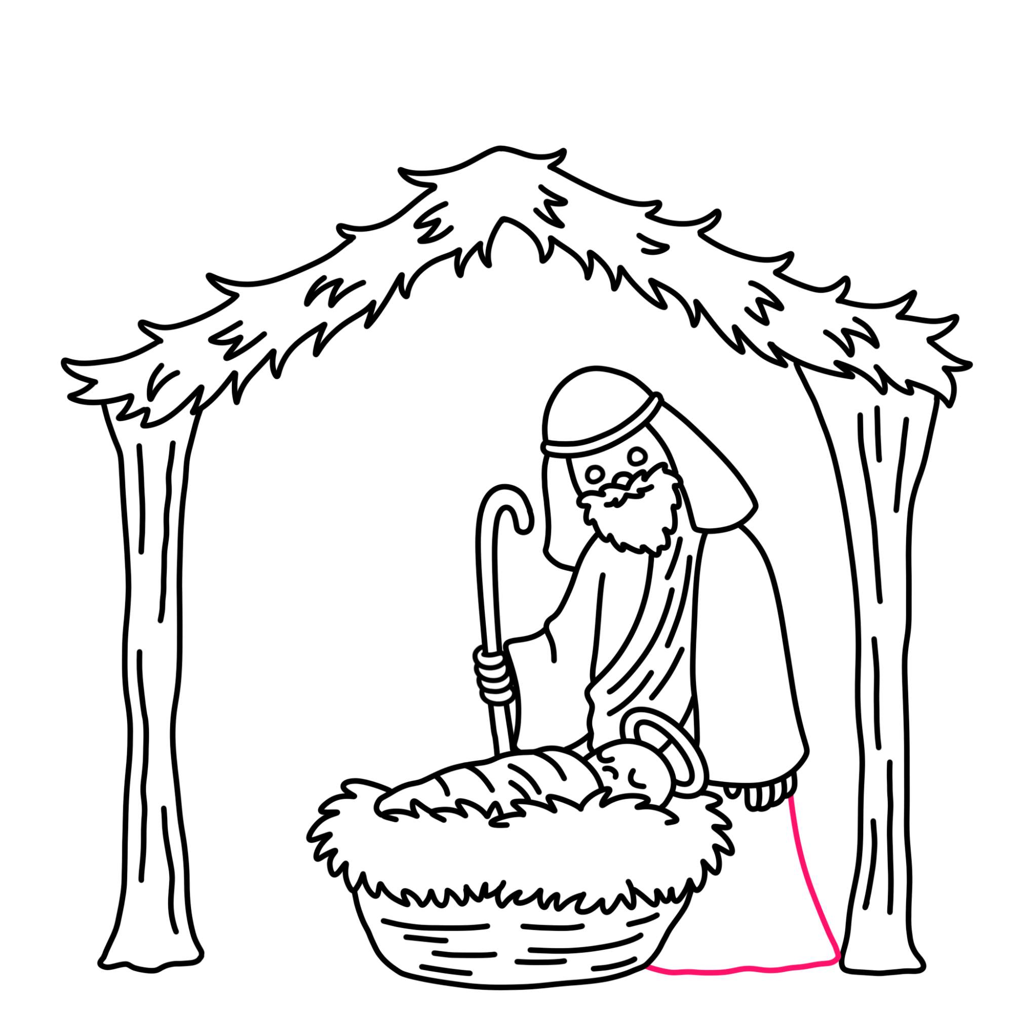 Nativity Drawing - Step-16