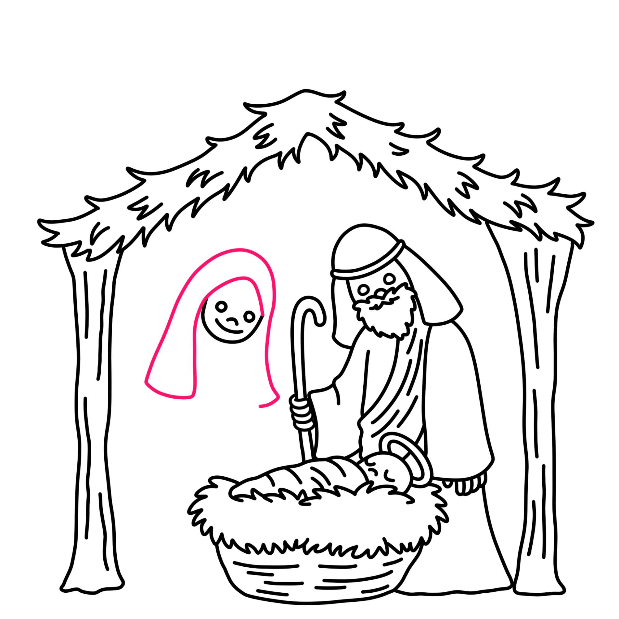 Nativity Drawing - Step-18