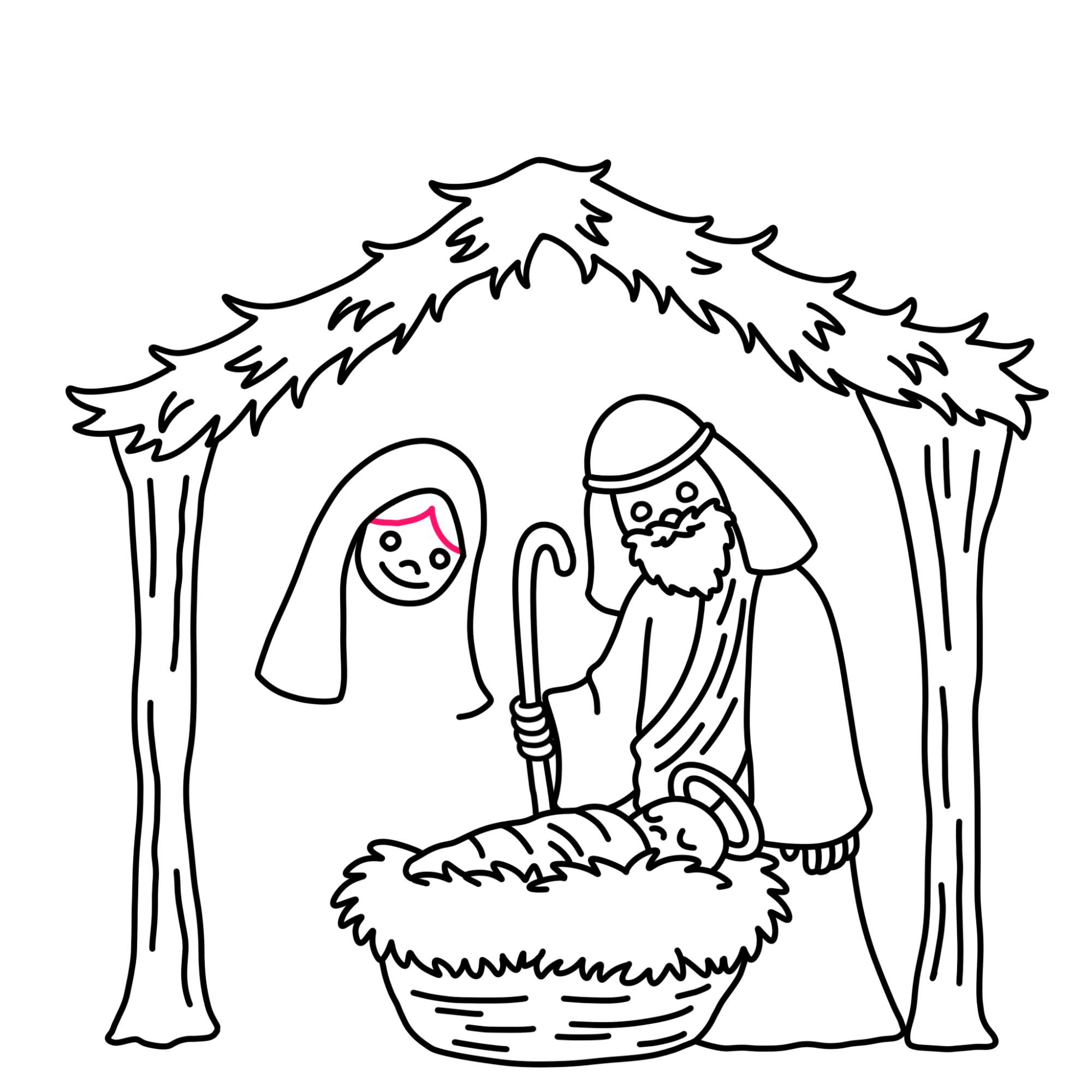 Nativity Drawing - Step-19