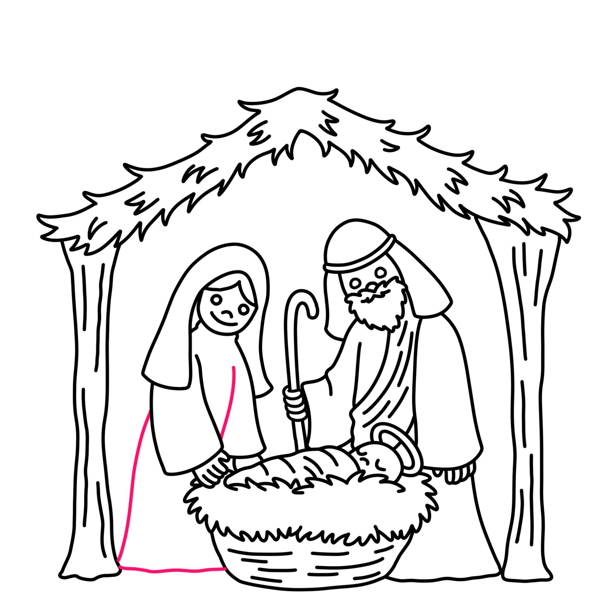 Nativity Drawing - Step-22