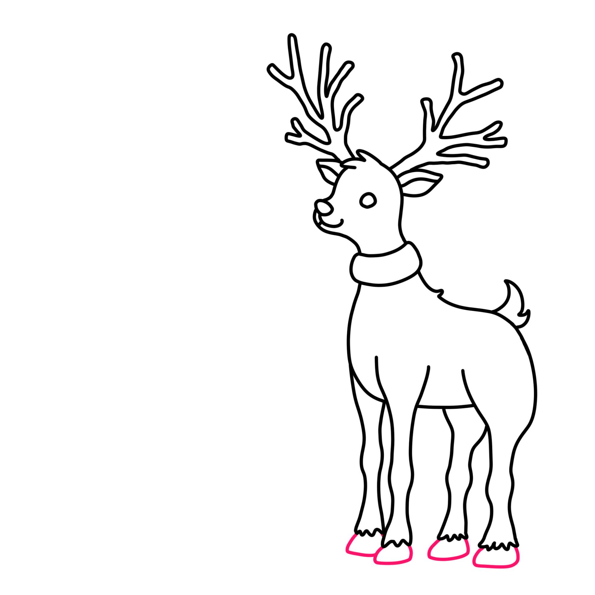 Santa Claus Drawing with Reindeer - Step-10