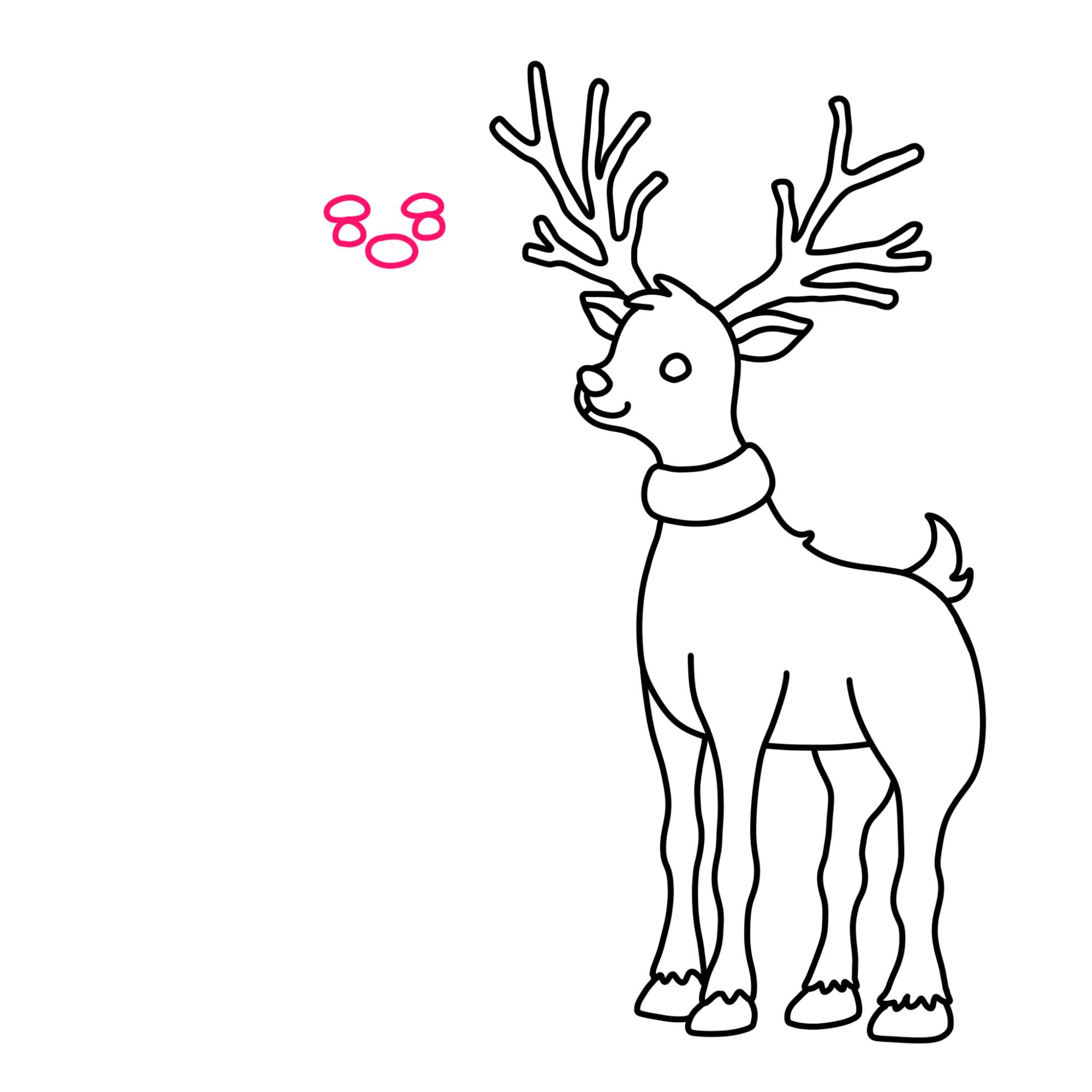 Santa Claus Drawing with Reindeer - Step-11