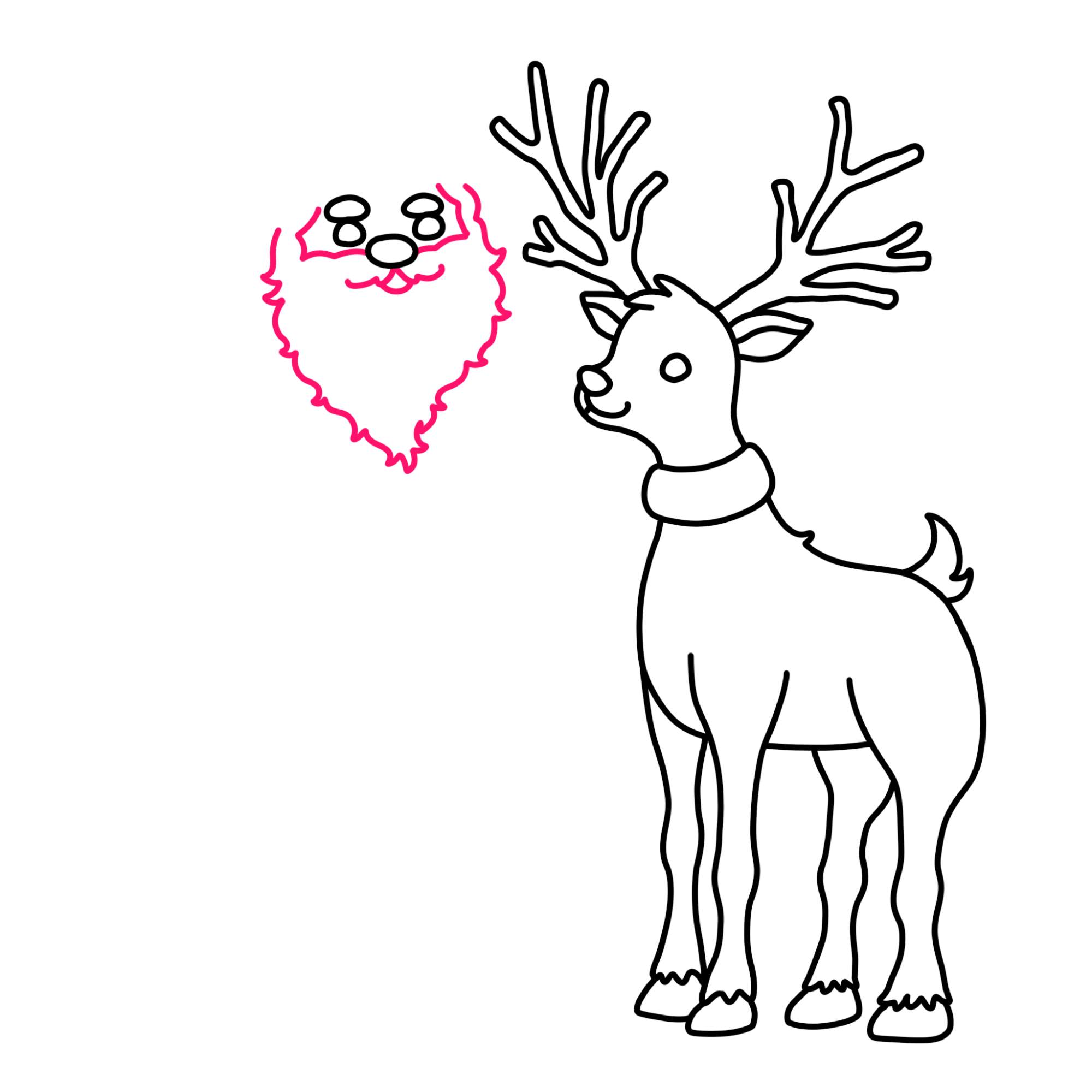 Santa Claus Drawing with Reindeer - Step-12