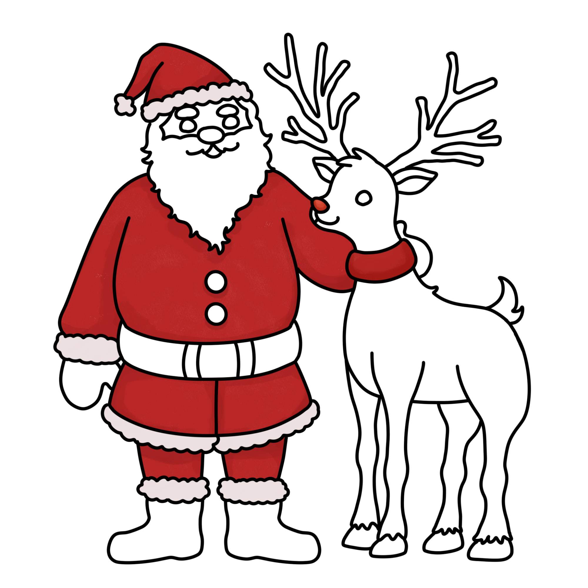 Santa Claus Drawing with Reindeer - Step-20