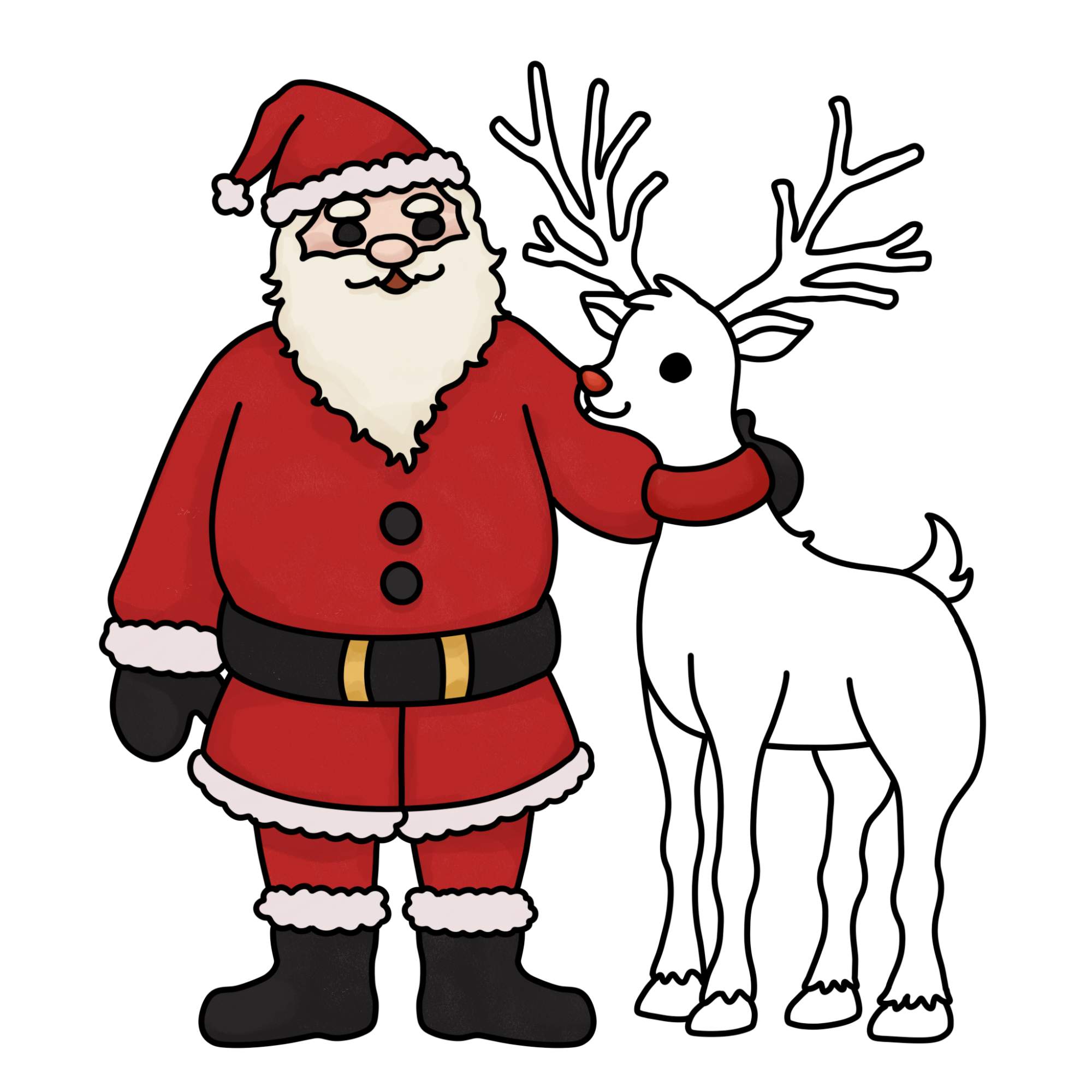 Santa Claus Drawing with Reindeer - Step-22