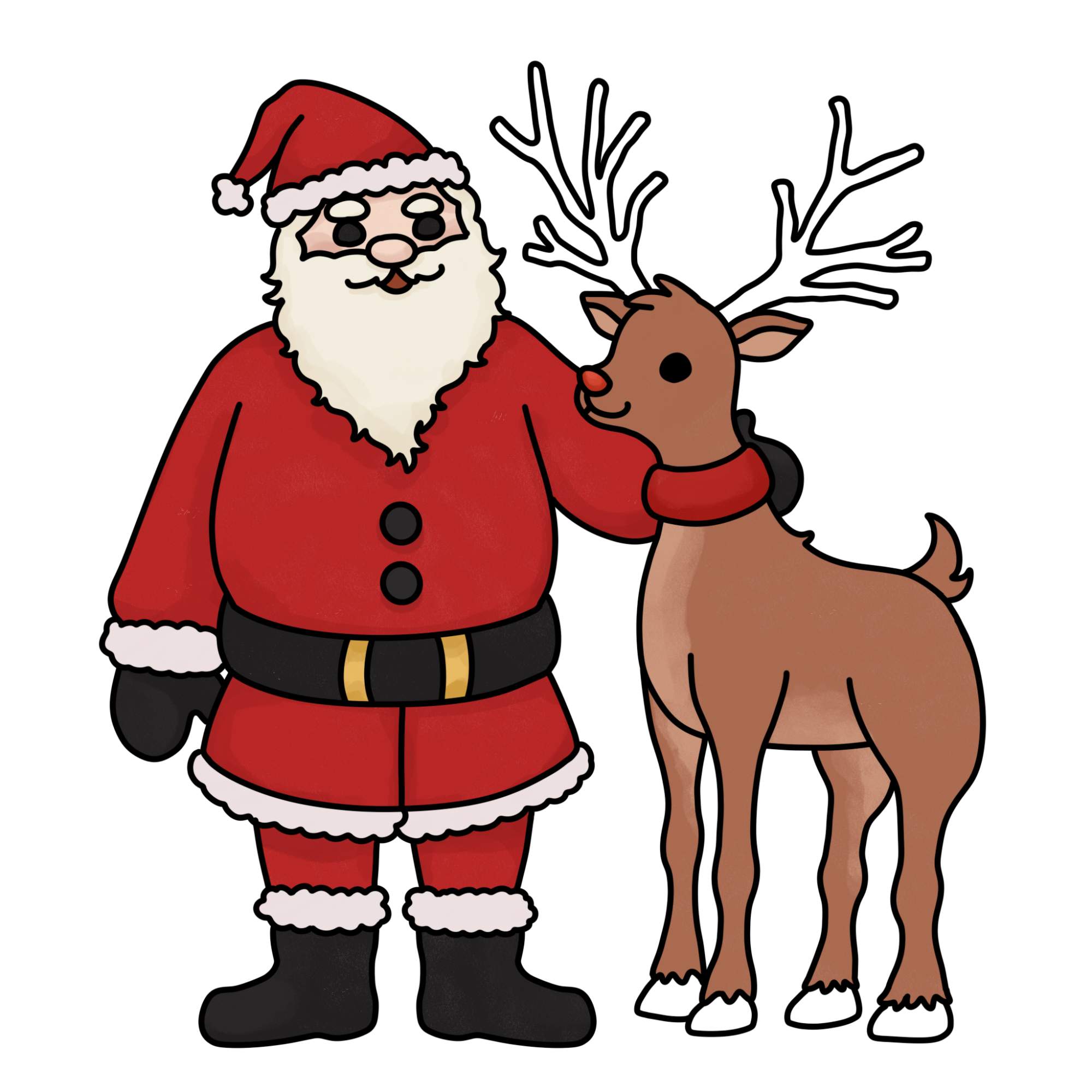 Santa Claus Drawing with Reindeer - Step-23