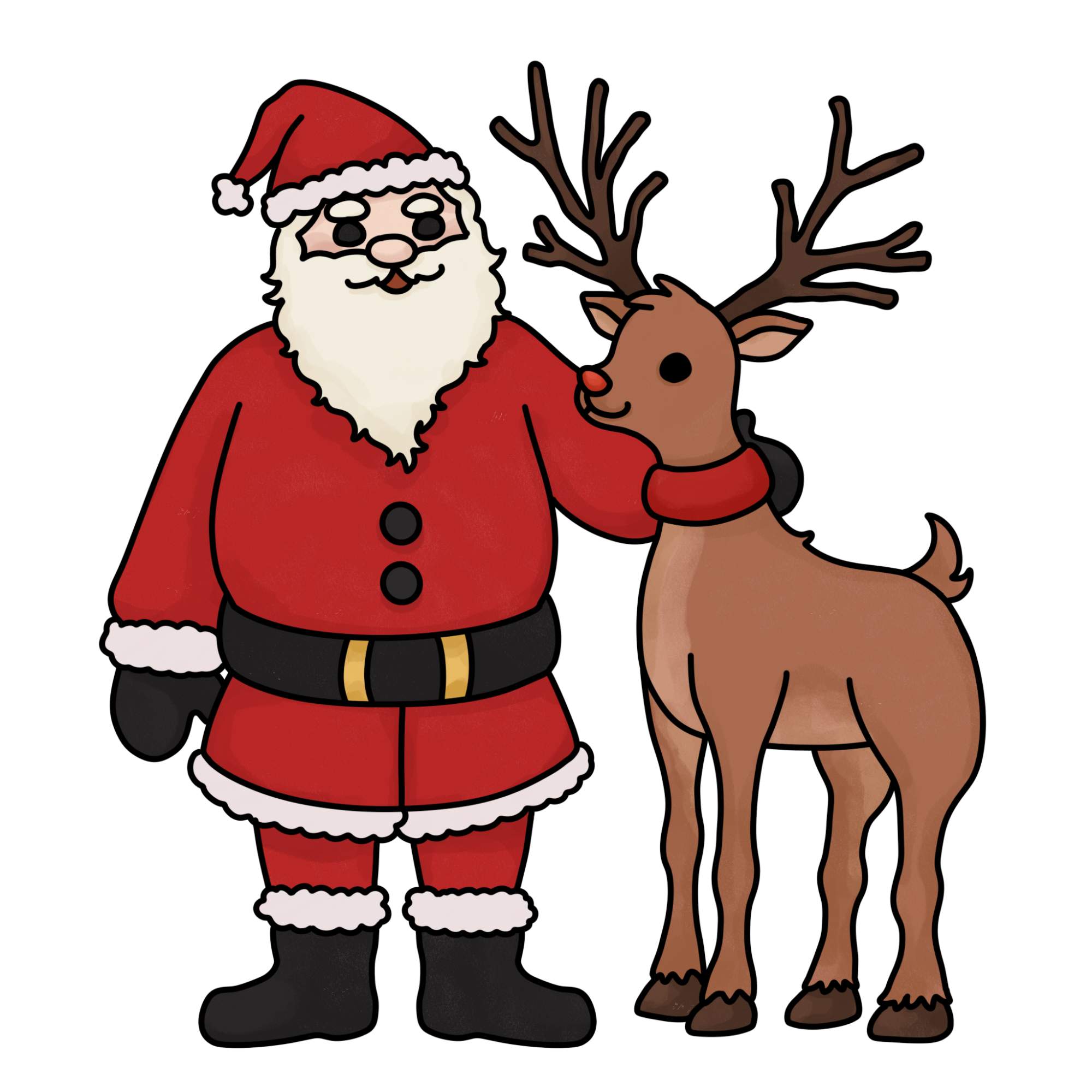 Santa Claus Drawing with Reindeer - Step-24